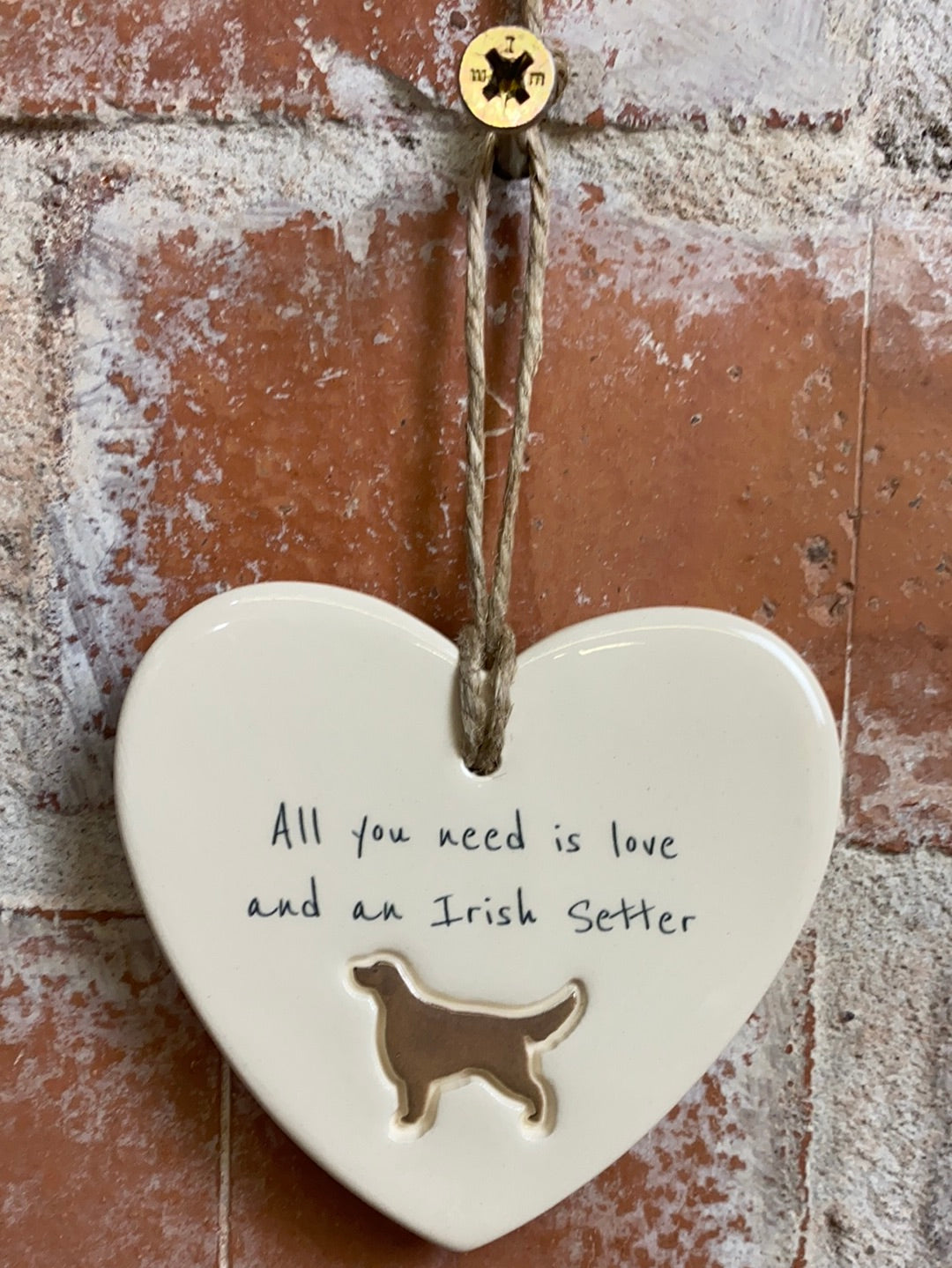 Irish Setter Ceramic Heart Ornament