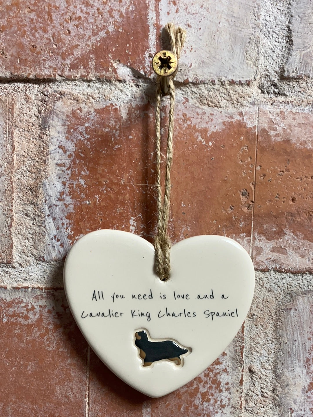 Cavalier King Charles Spaniel Ceramic Heart Ornament
