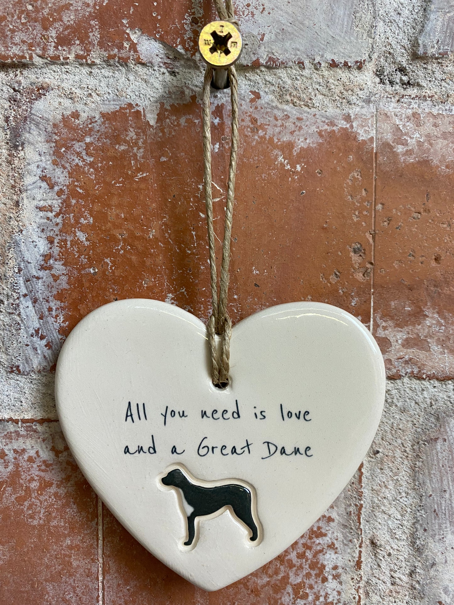 Great Dane Ceramic Heart Ornament
