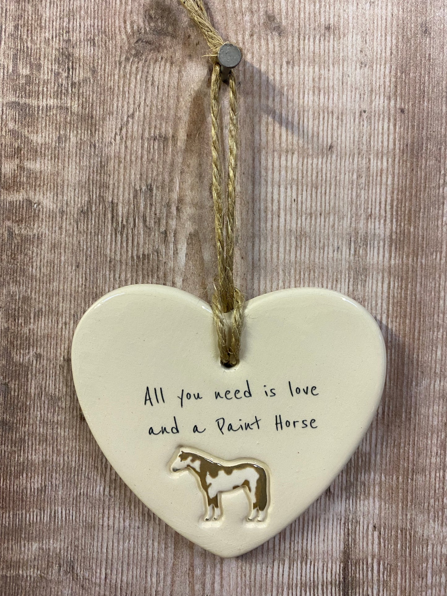 Paint Horse Ceramic Heart Ornament