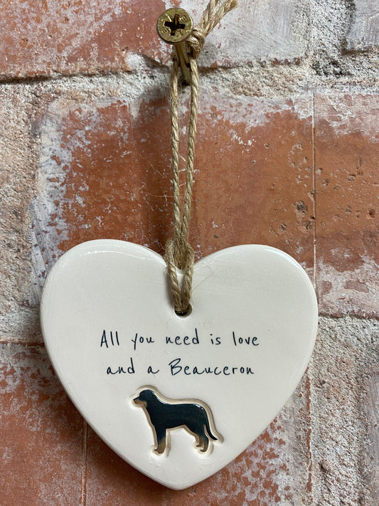 Beauceron Ceramic Heart Ornament