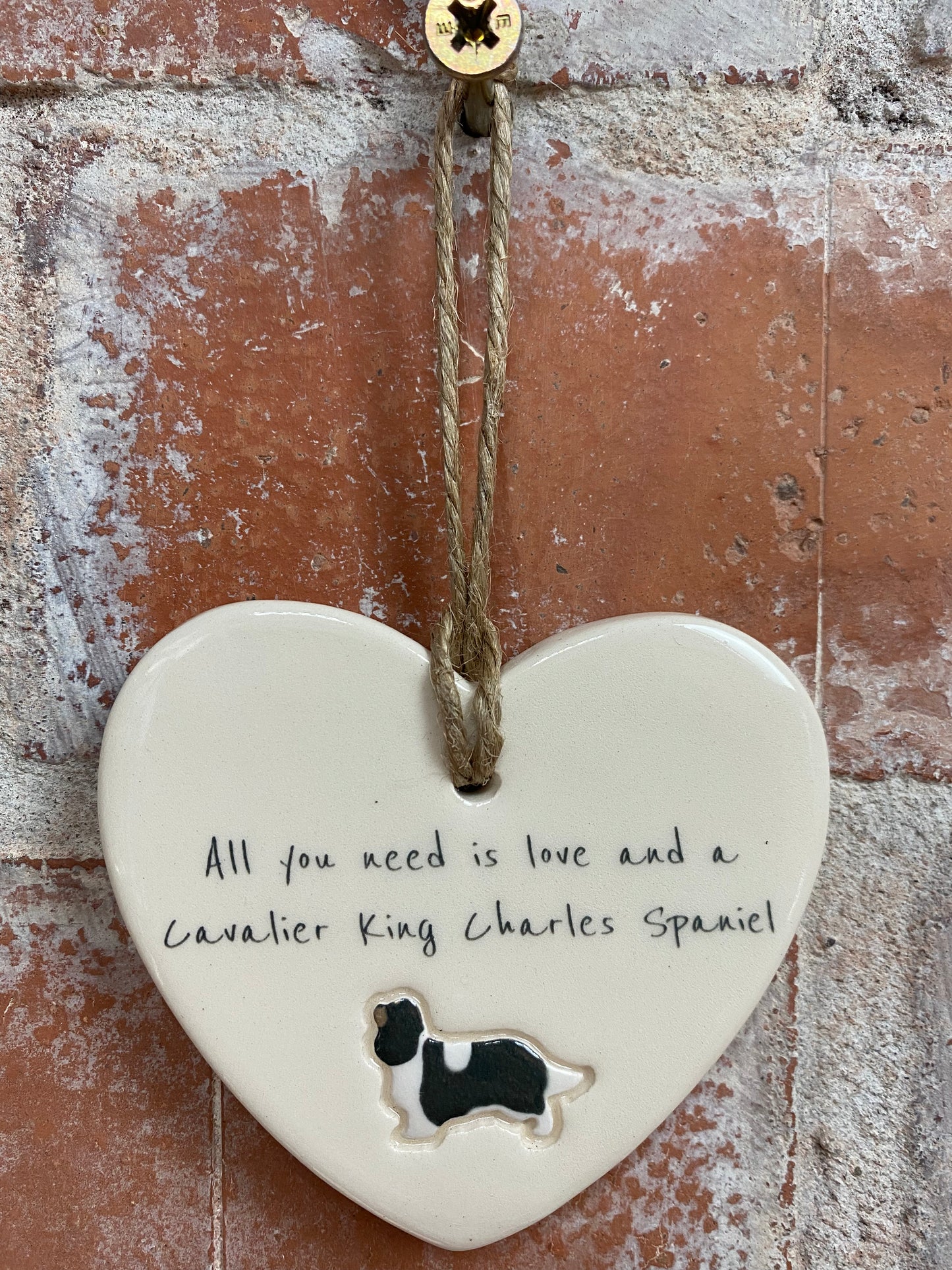 Cavalier King Charles Spaniel Ceramic Heart Ornament