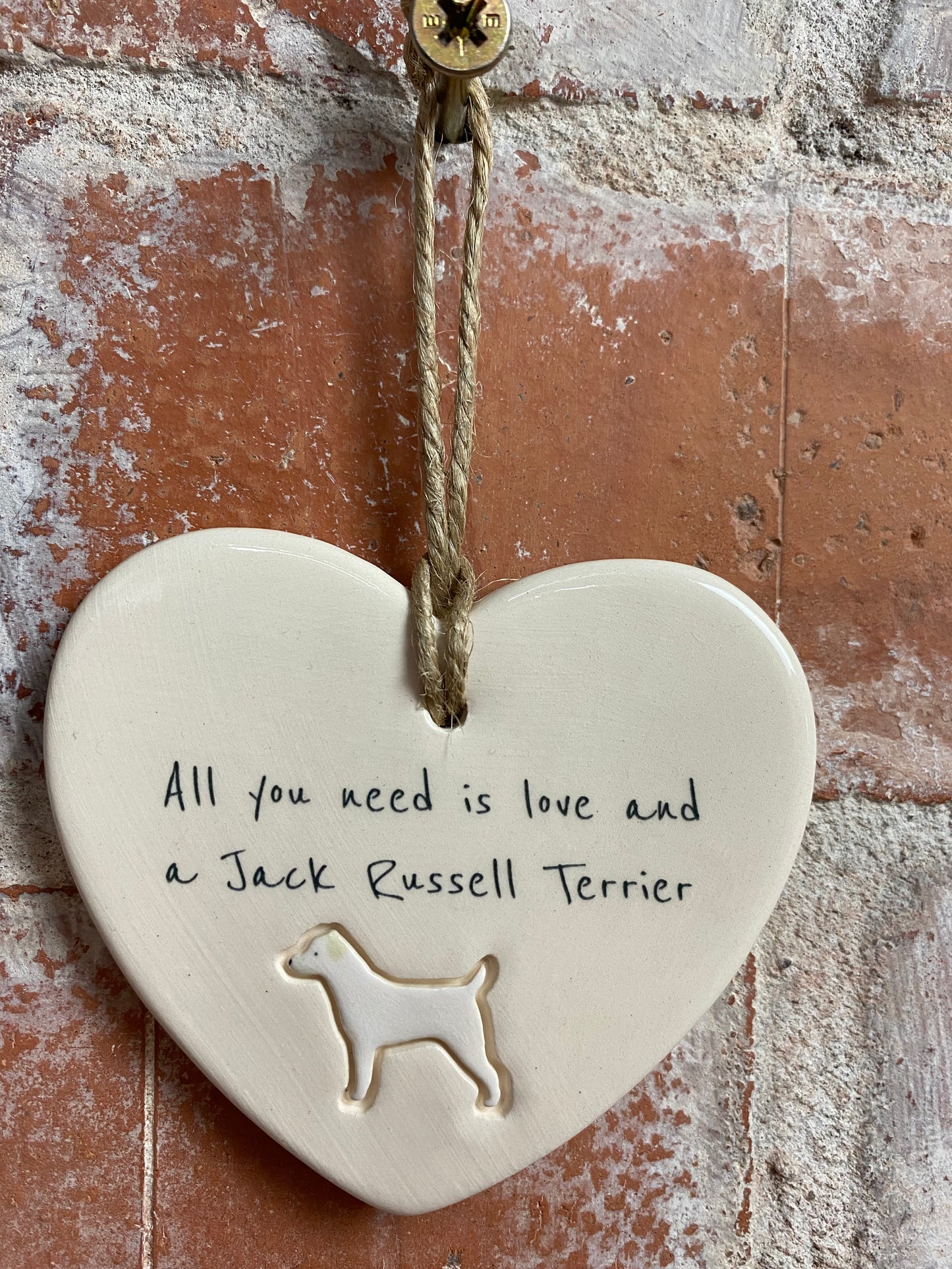 Jack Russell Terrier Ceramic Heart Ornament