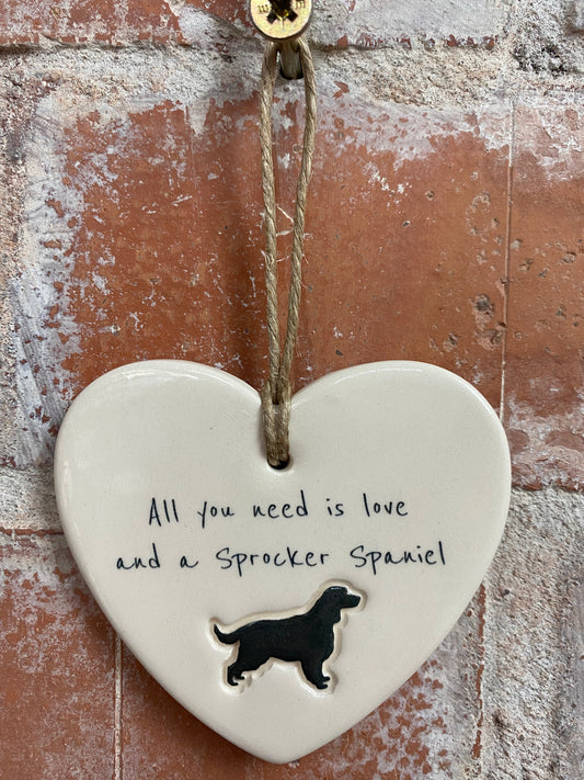 Sprocker Spaniel Ceramic Heart Ornament