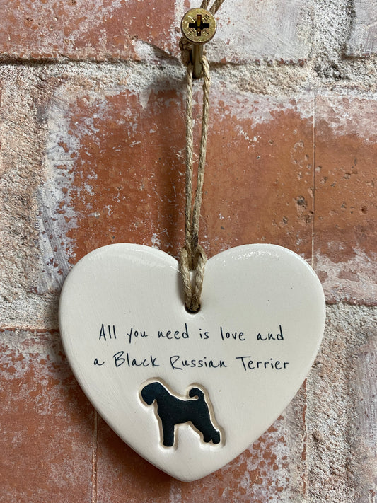 Black Russian Terrier Ceramic Heart Ornament