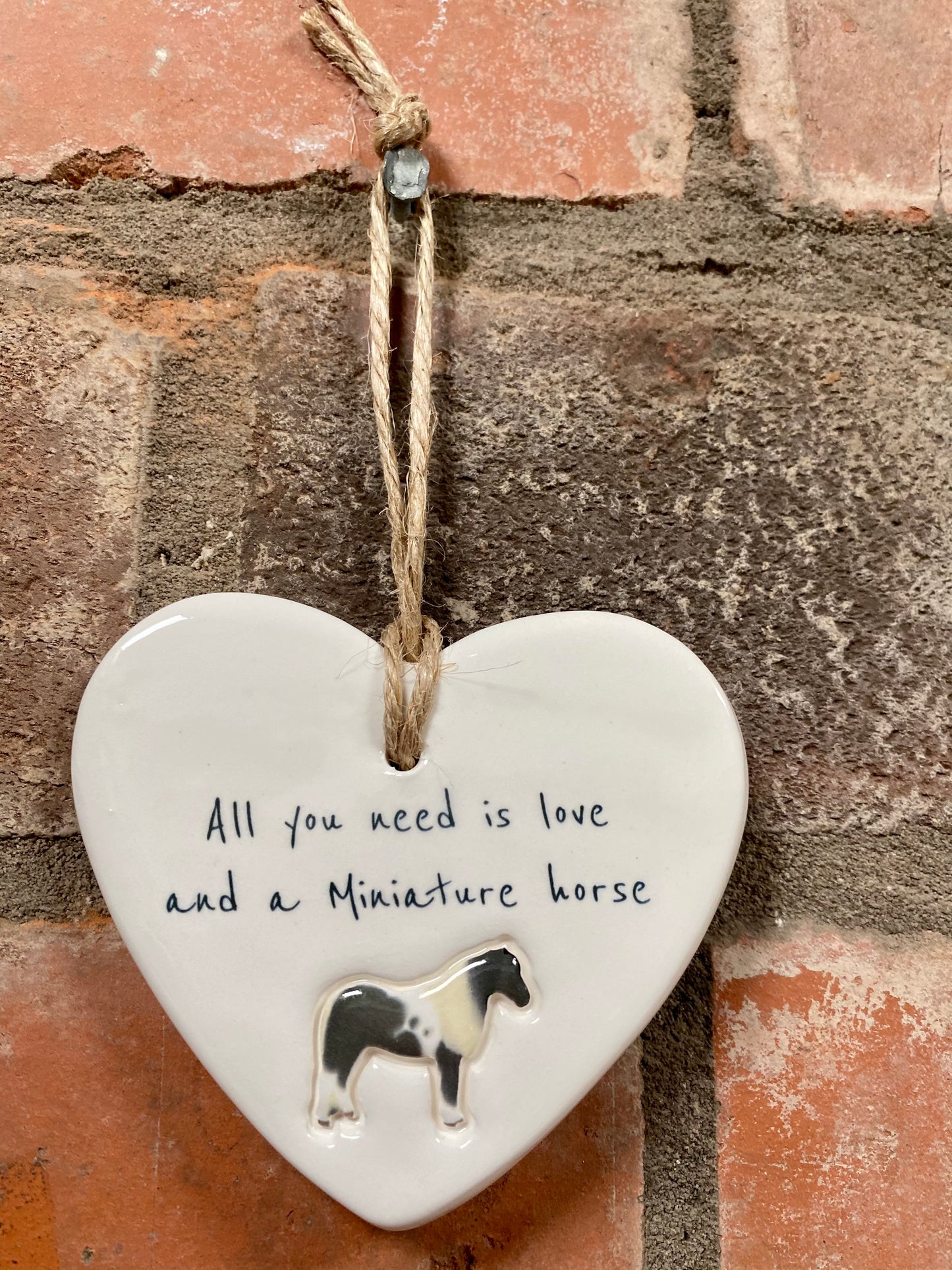 Miniature Horse Ceramic Heart Ornament