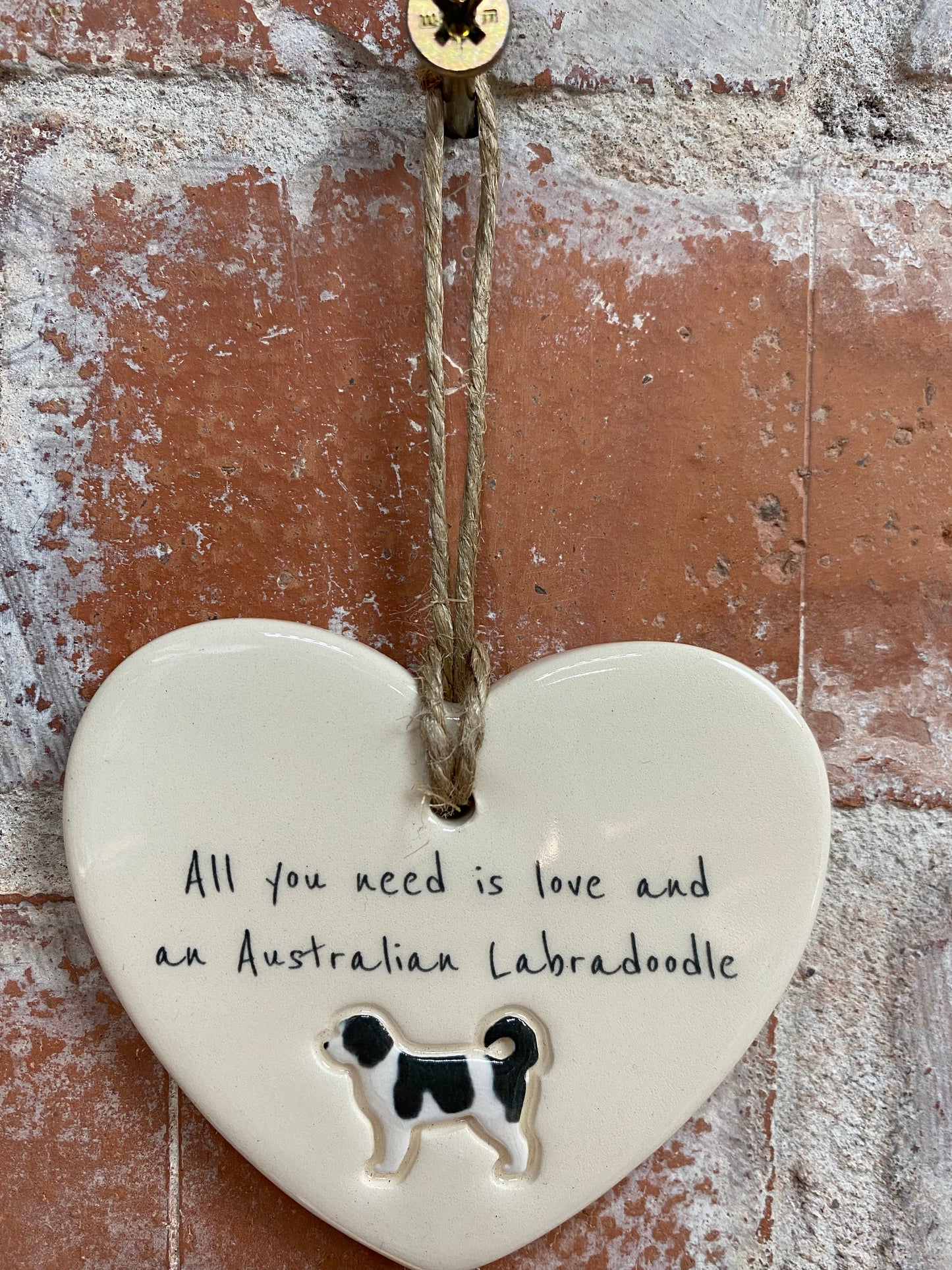 Australian Labradoodle Ceramic Heart Ornament