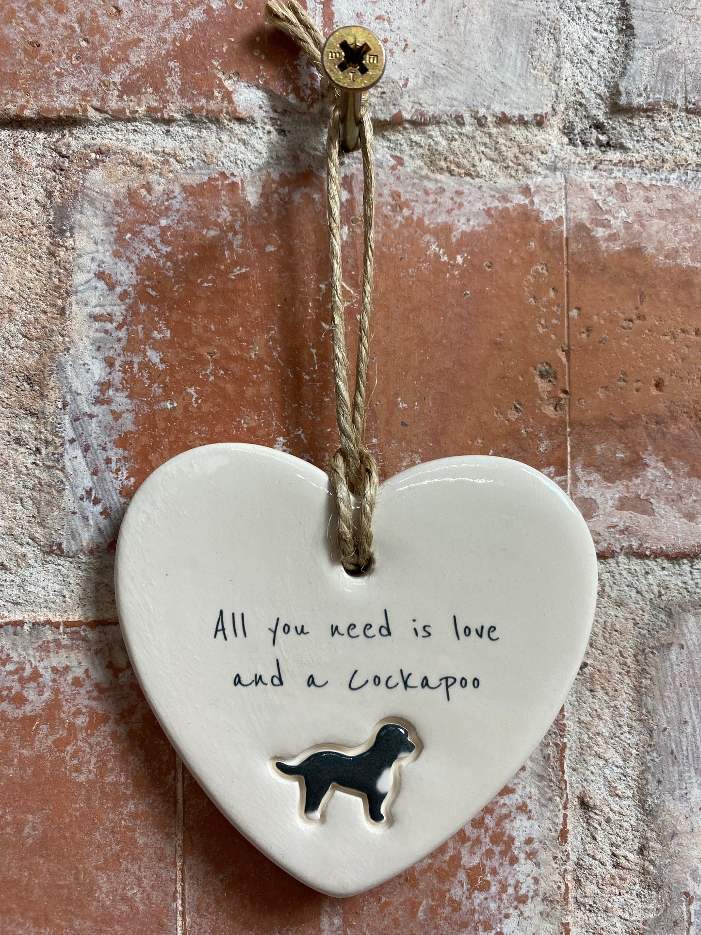Cockapoo Ceramic Heart Ornament