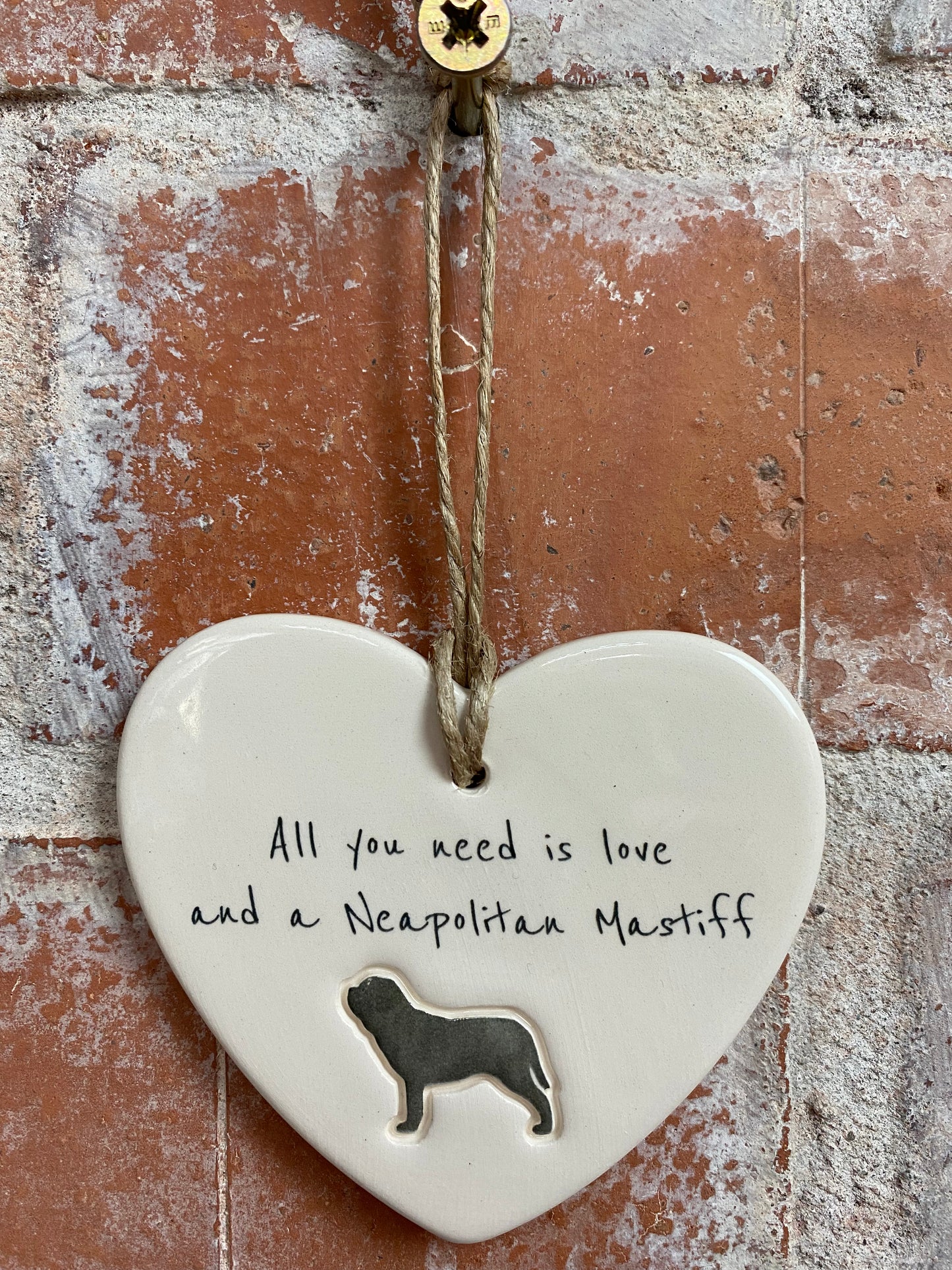 Neapolitan Mastiff Ceramic Heart Ornament