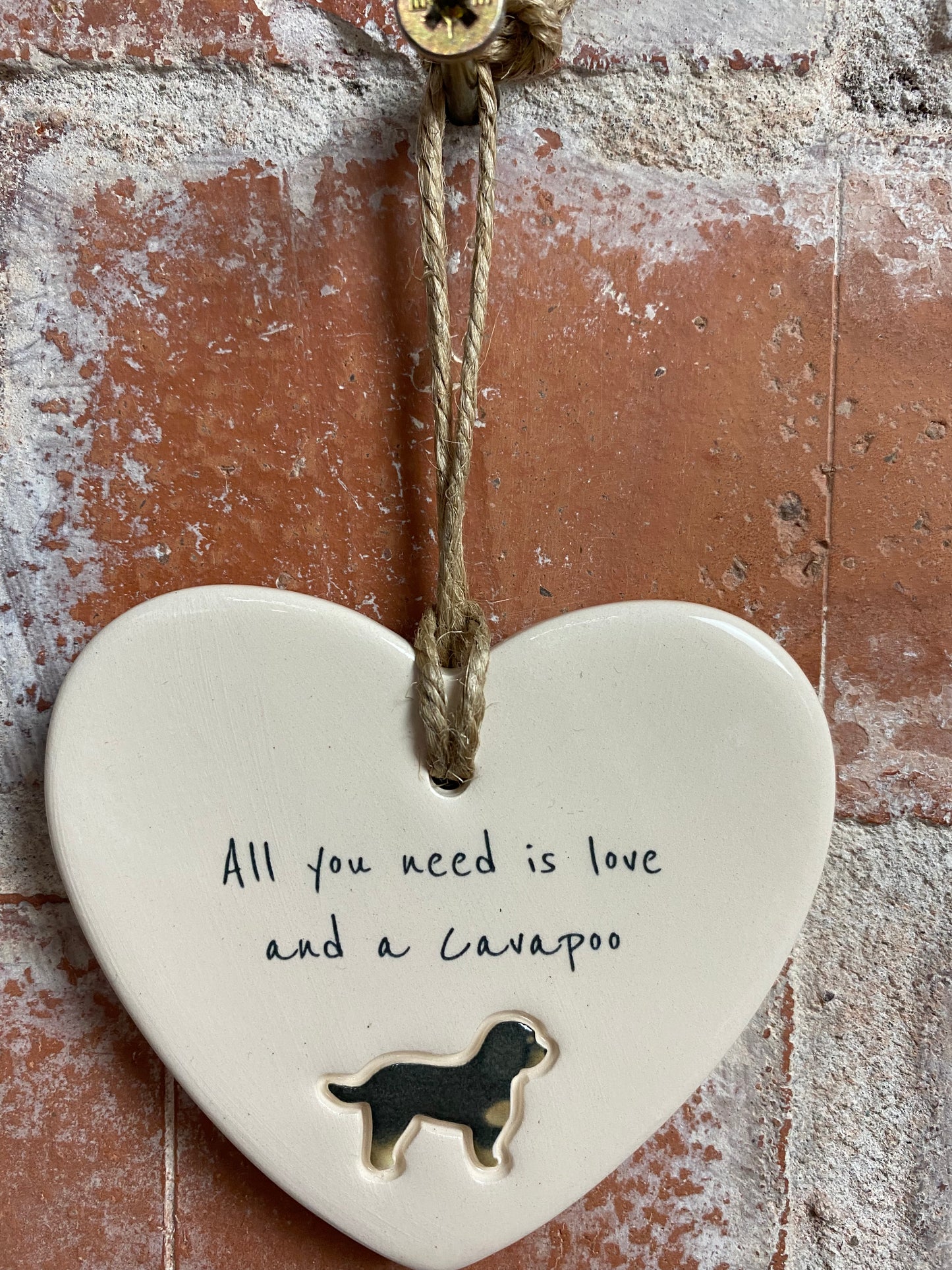 Cavapoo Ceramic Heart Ornament