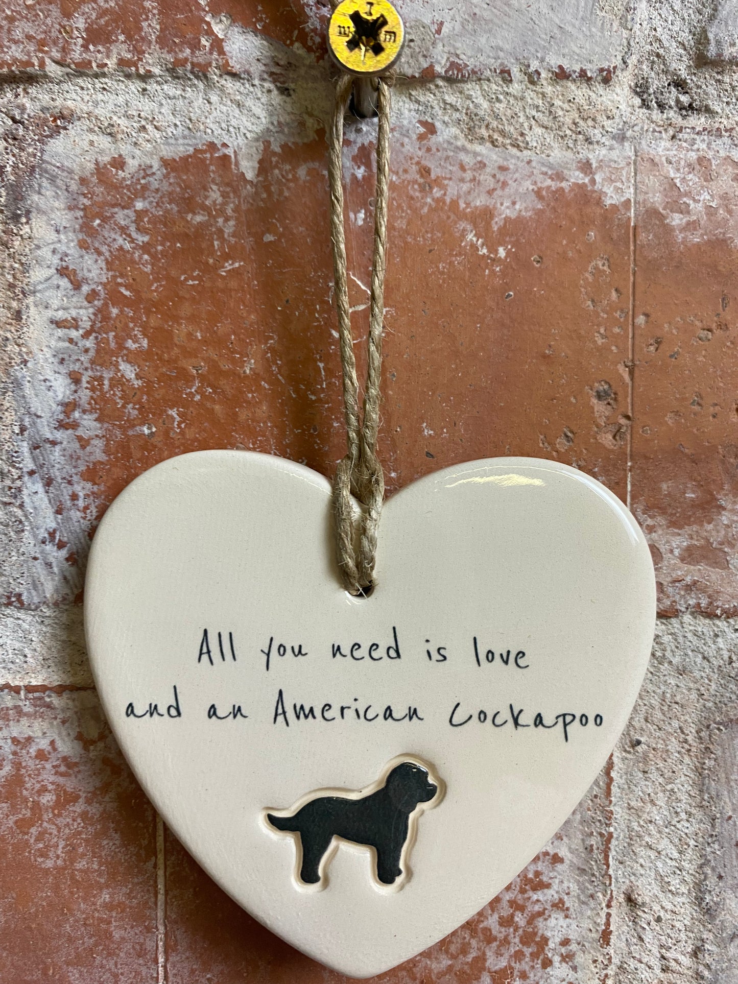 American Cockapoo Ceramic Heart Ornament