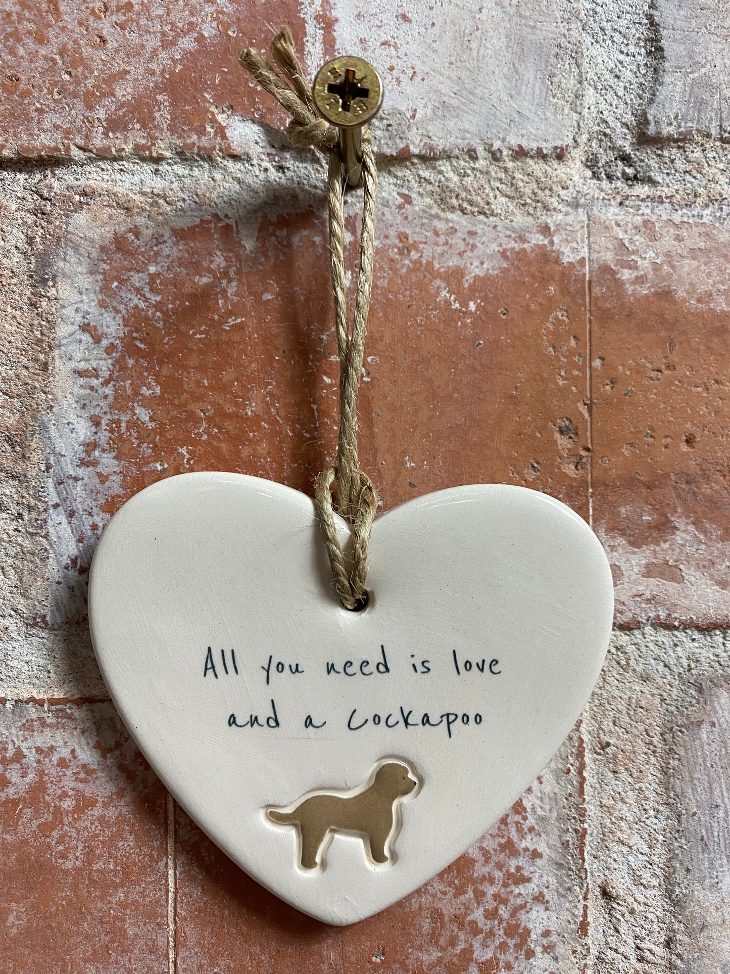 Cockapoo ceramic heart