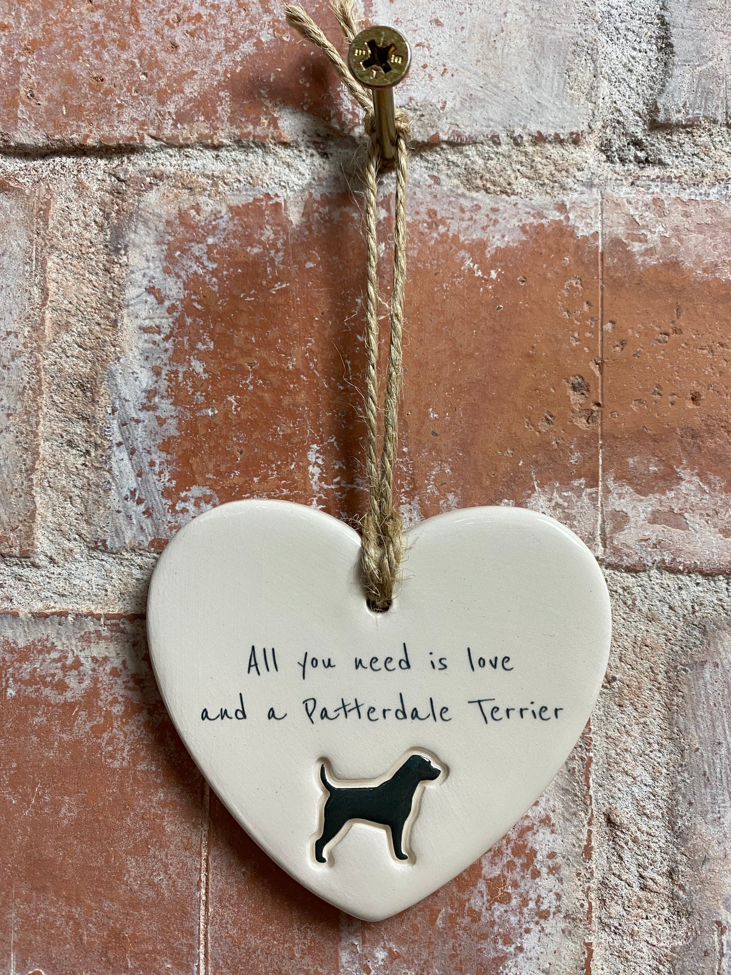 Patterdale Terrier Ceramic Heart Ornament