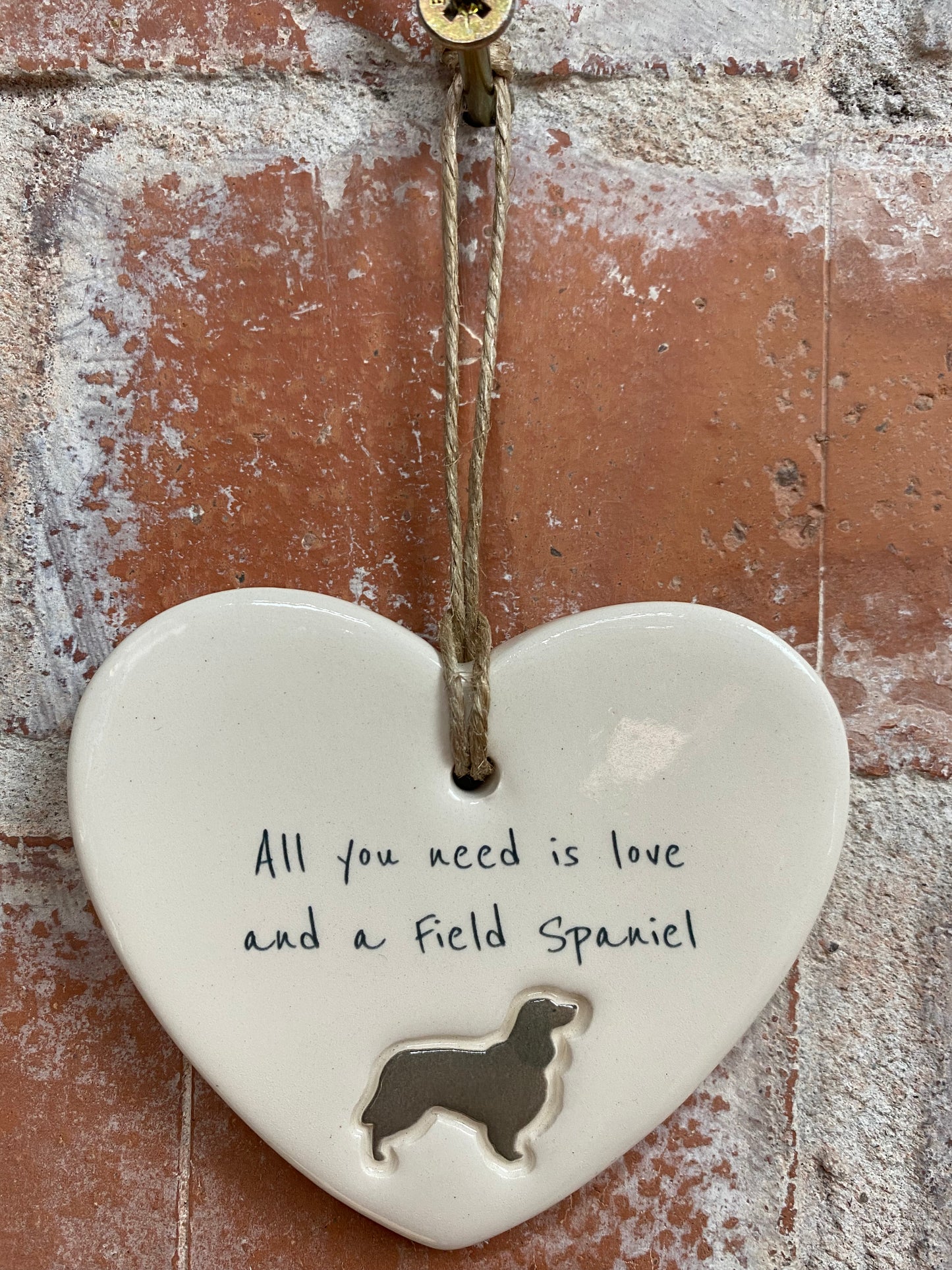 Field Spaniel Ceramic Heart Ornament