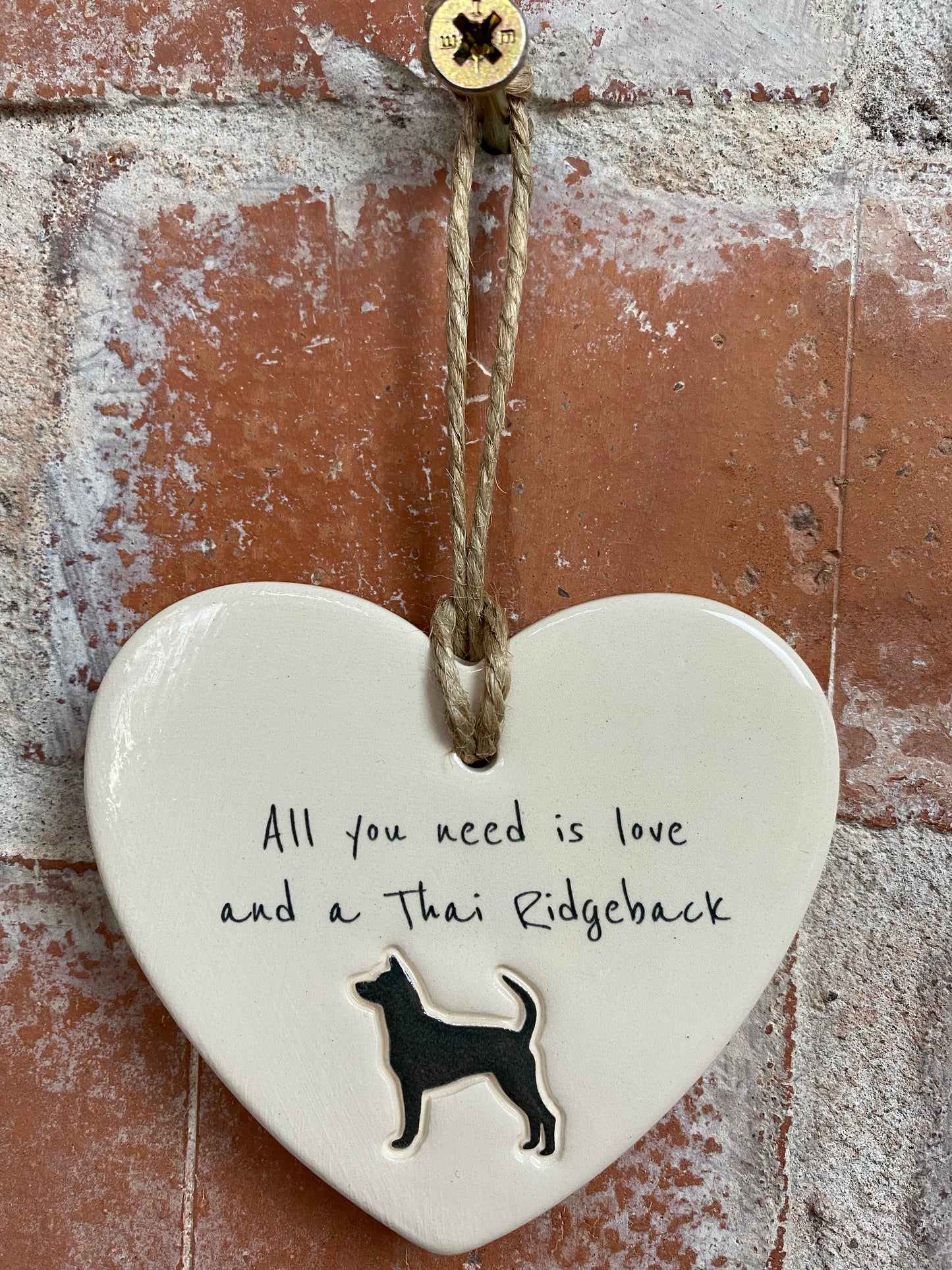Thai Ridgeback Ceramic Heart Ornament