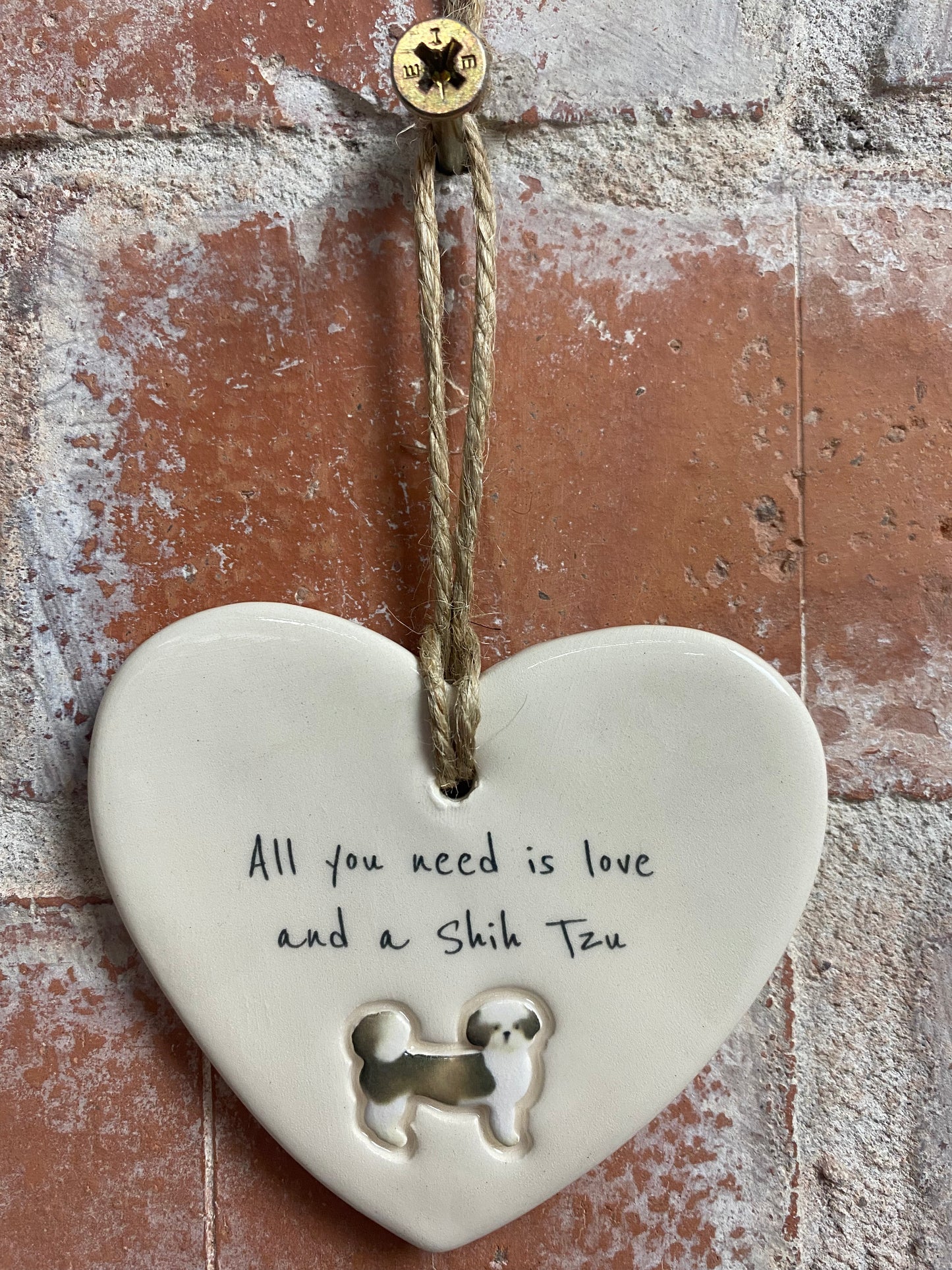 Shih Tzu Ceramic Heart Ornament
