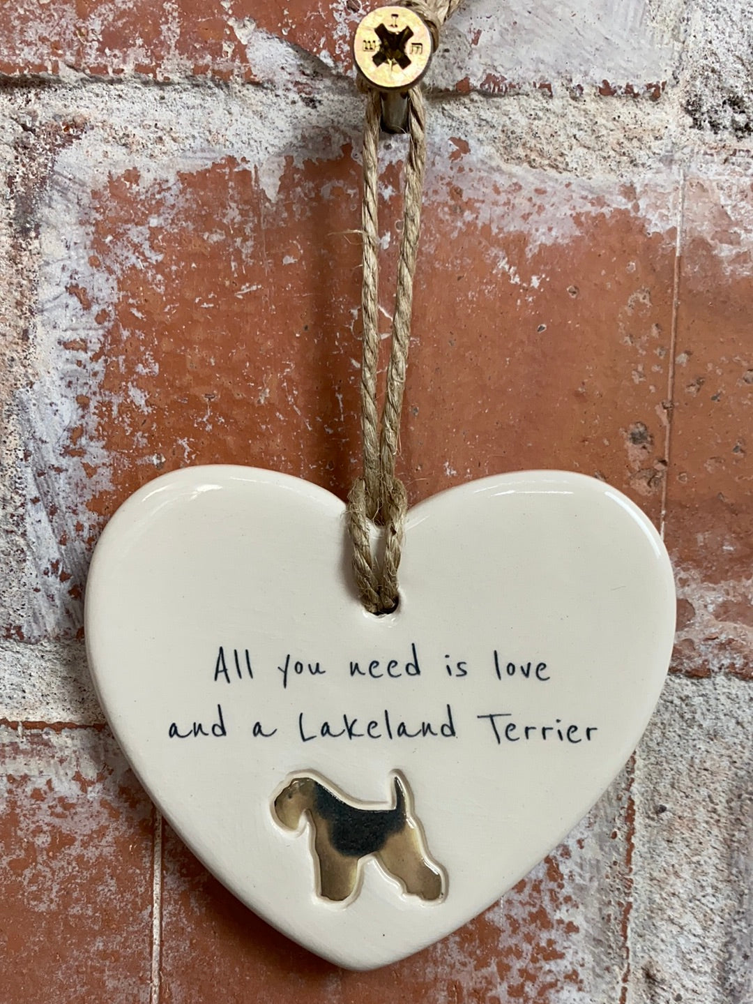 Lakeland Terrier Ceramic Heart Ornament
