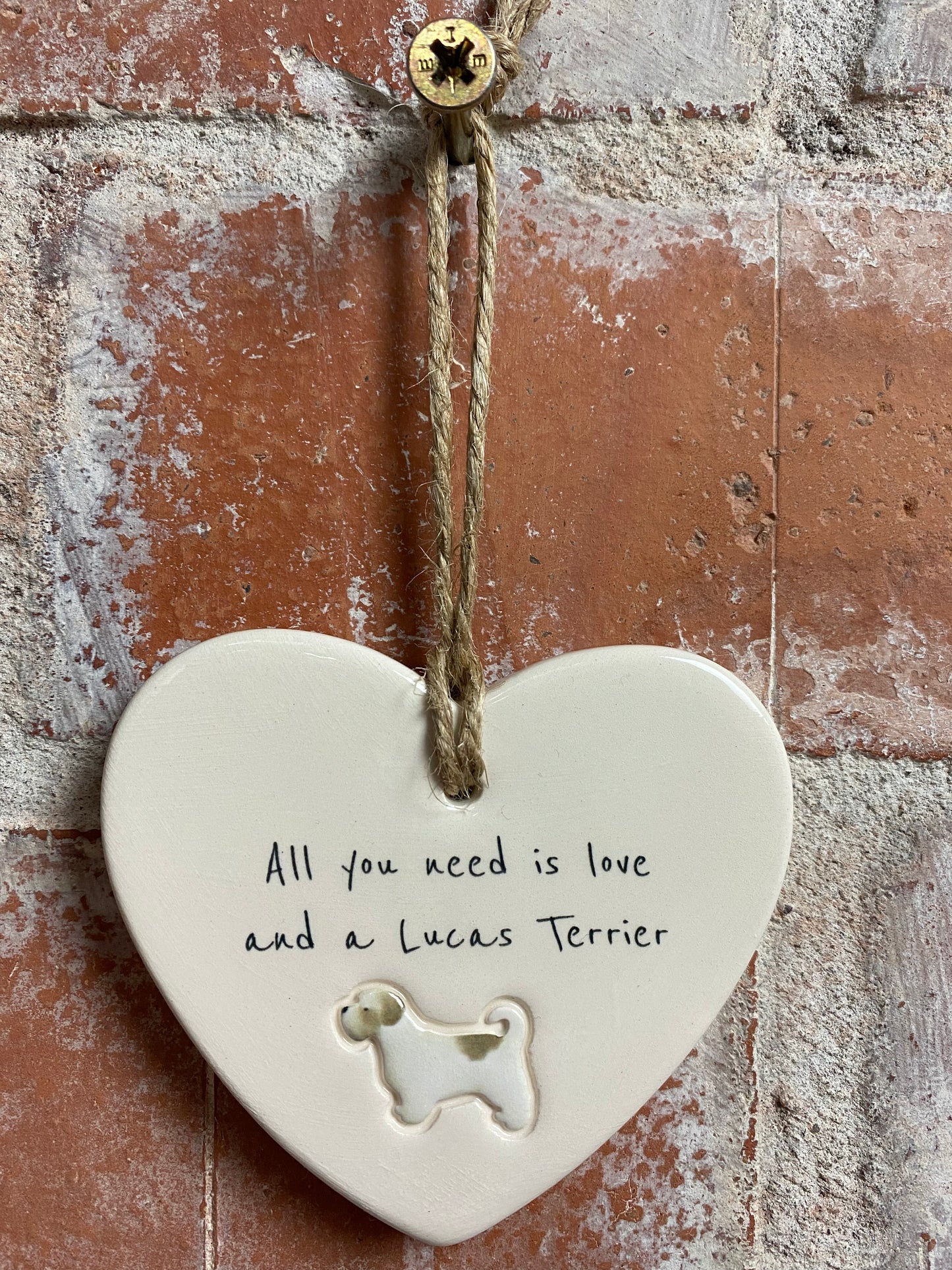 Lucas Terrier Ceramic Heart Ornament