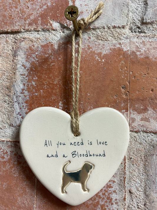 Bloodhound Ceramic Heart Ornament
