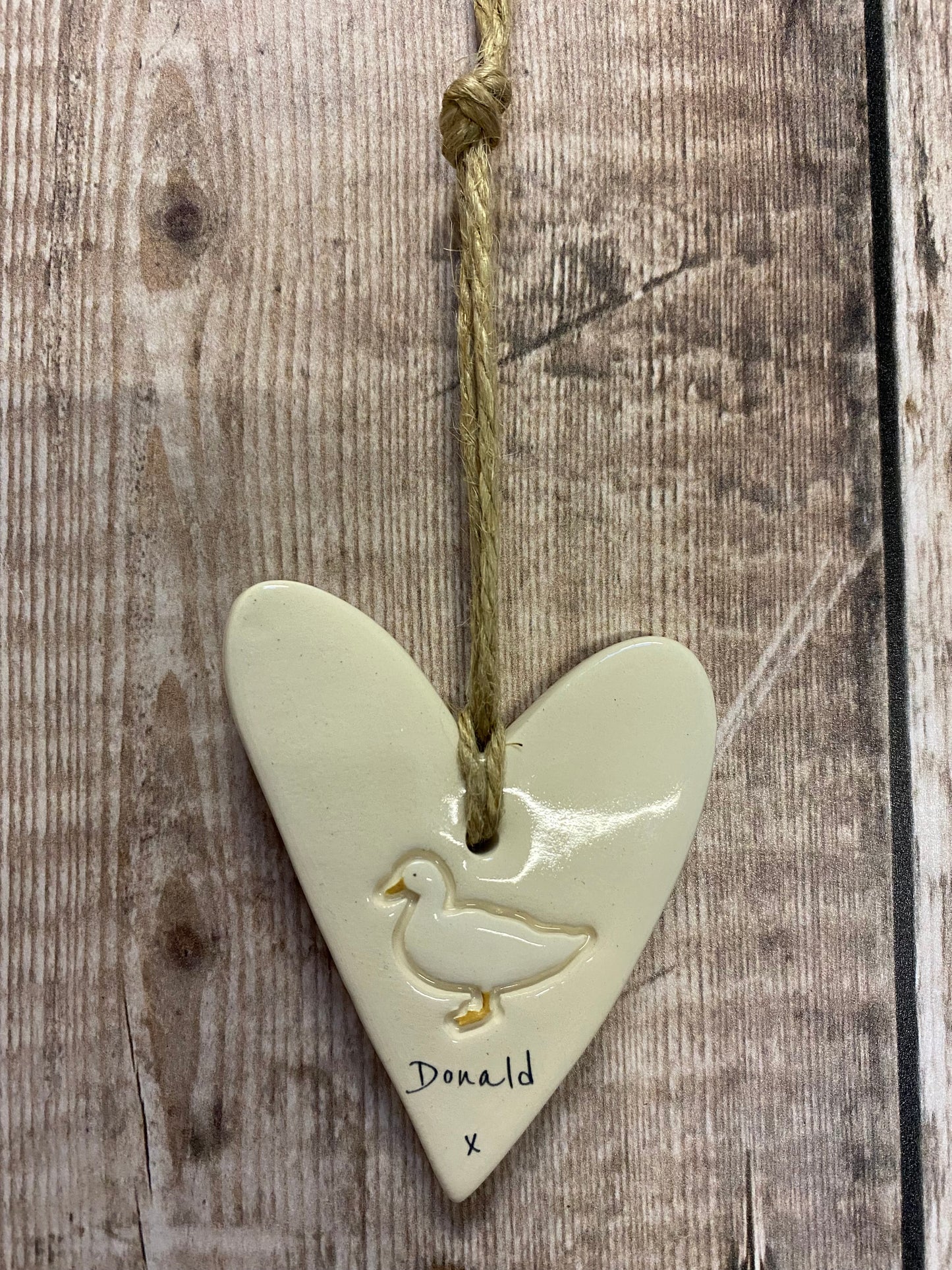 Personalised Duck Heart Ornament