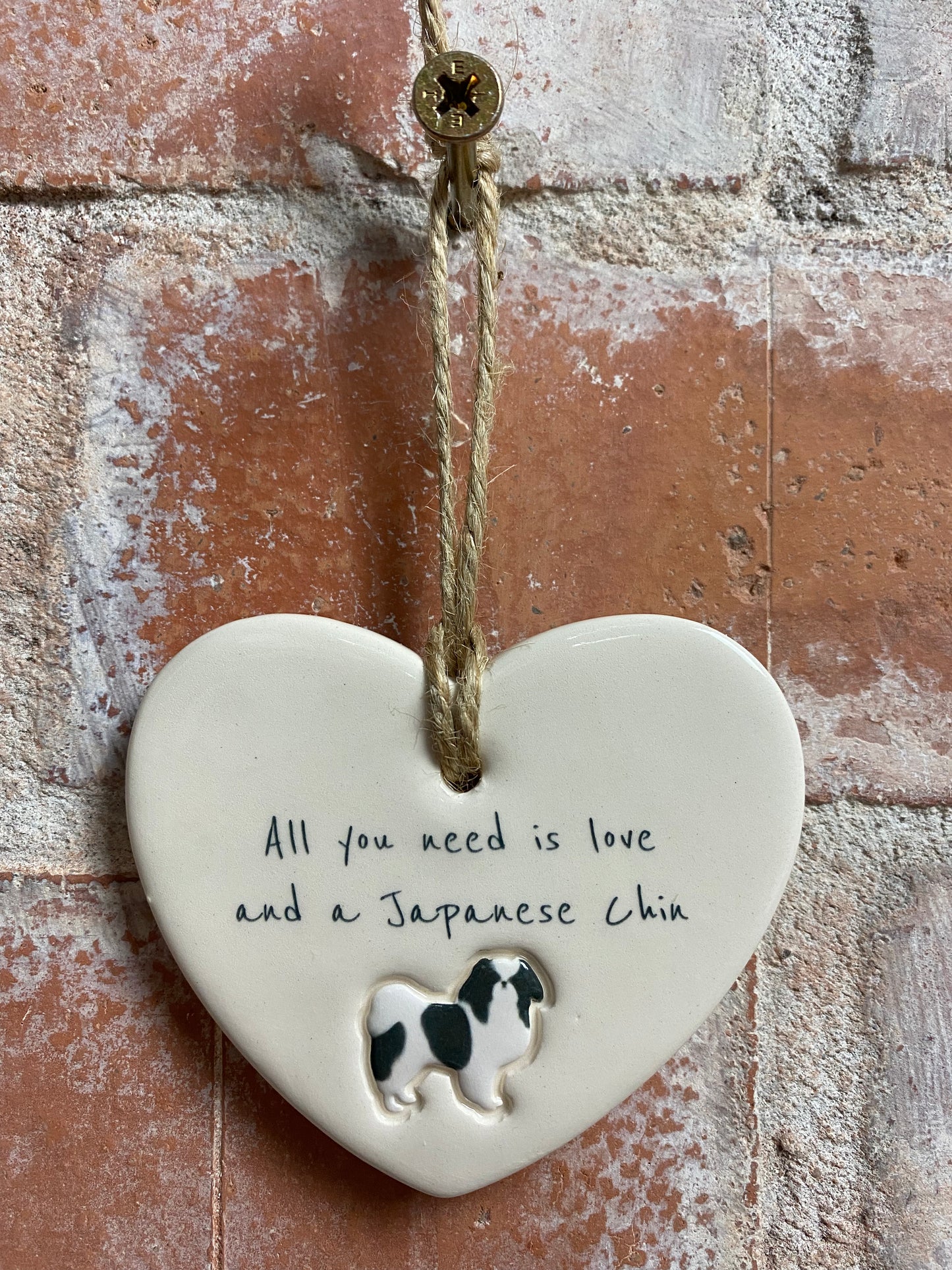 Japanese Chin Ceramic Heart Ornament
