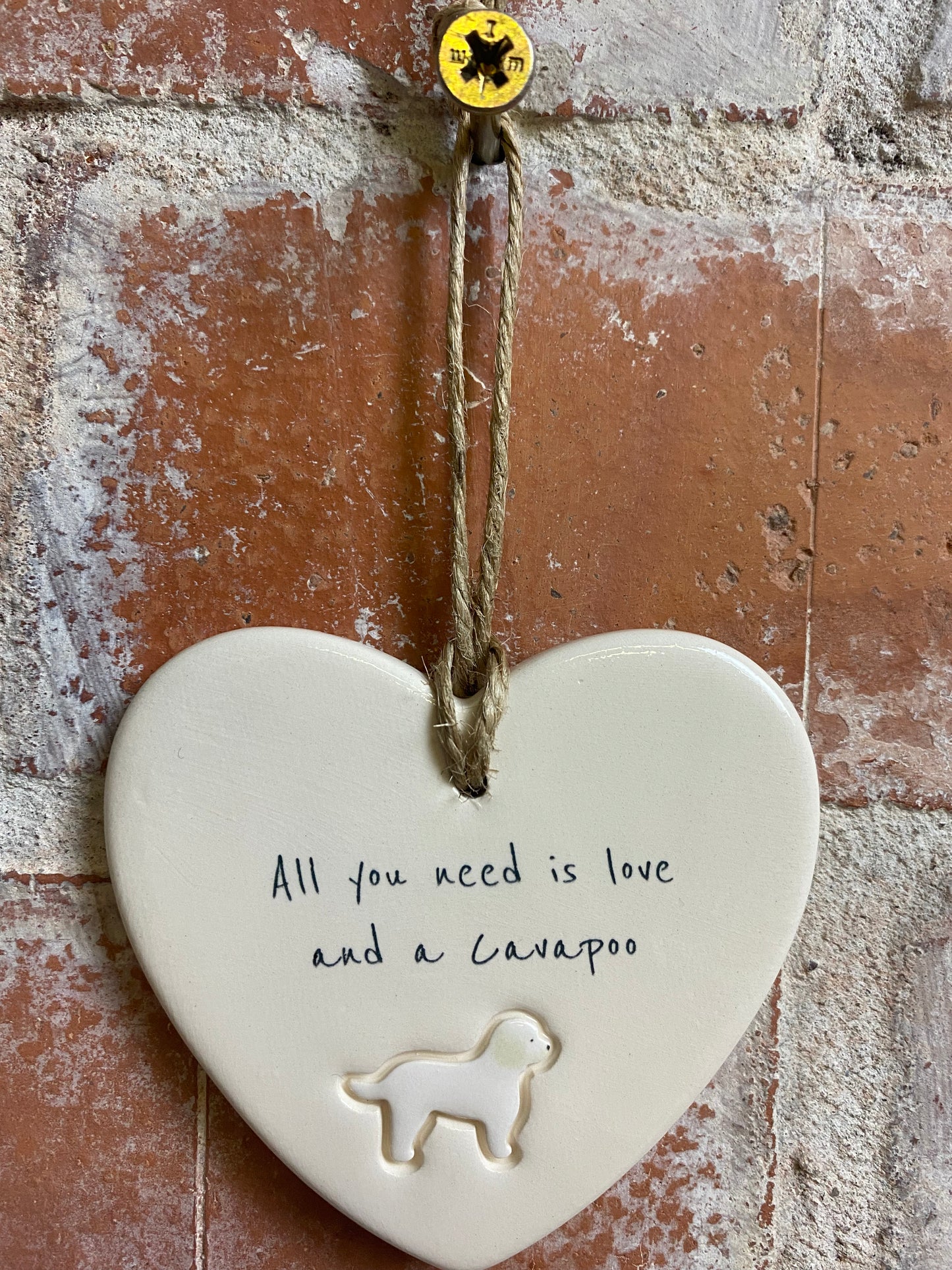 Cavapoo Ceramic Heart Ornament