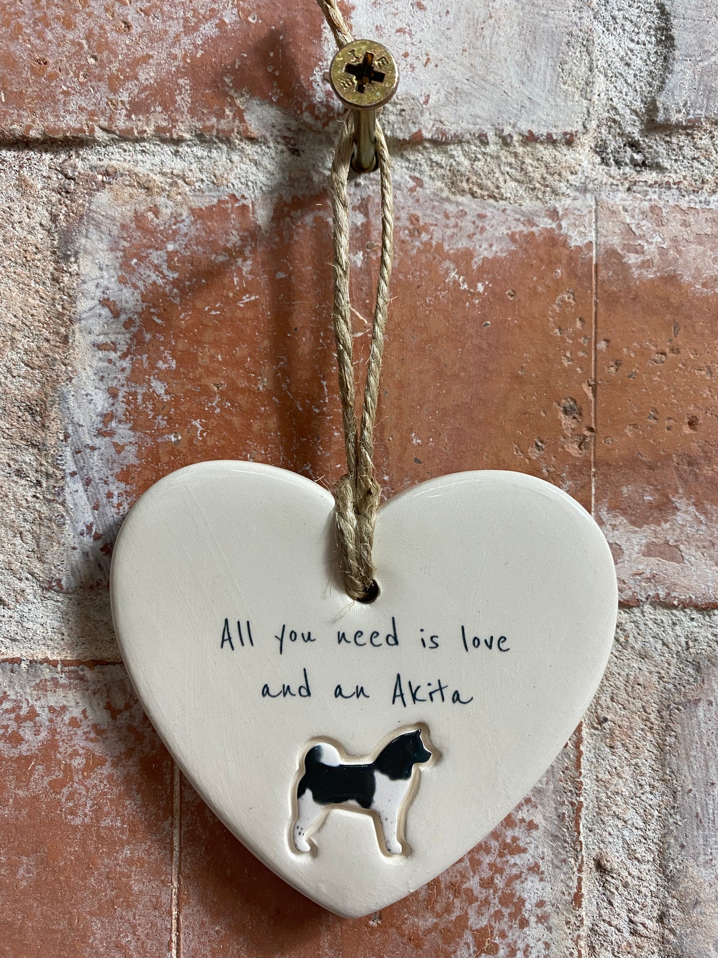 Akita Ceramic Heart Ornament
