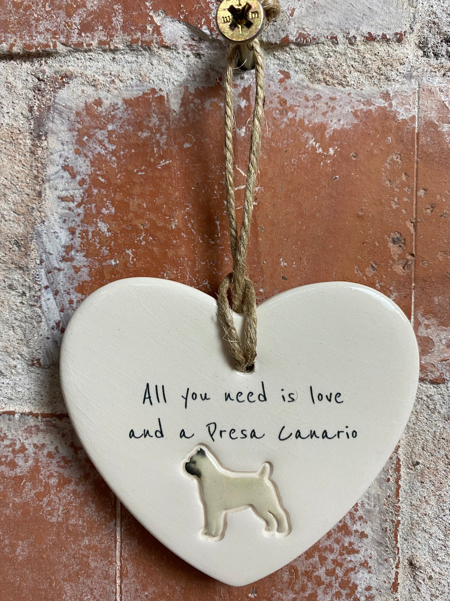 Presa Canario Ceramic Heart Ornament
