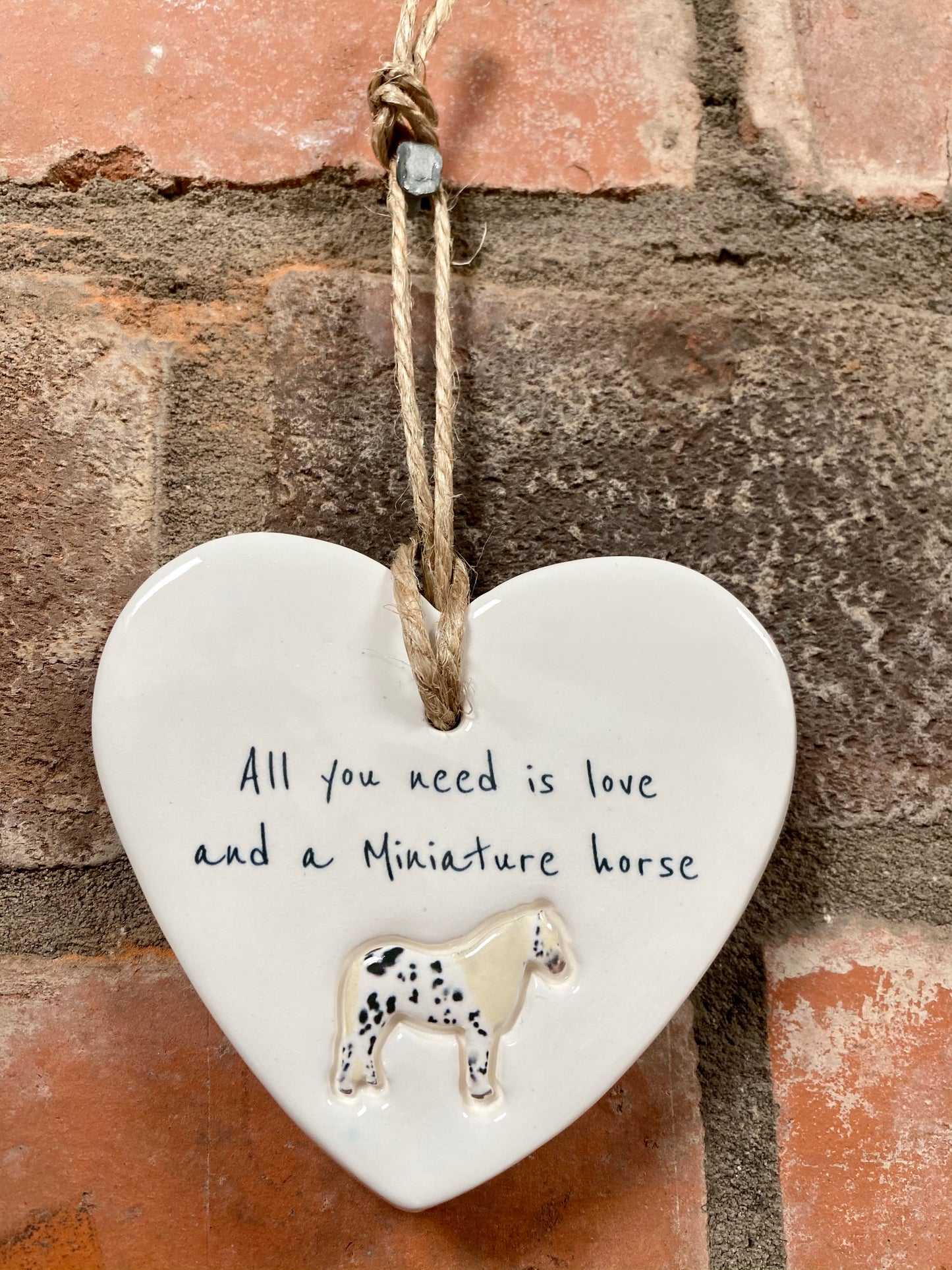 Miniature Horse Ceramic Heart Ornament