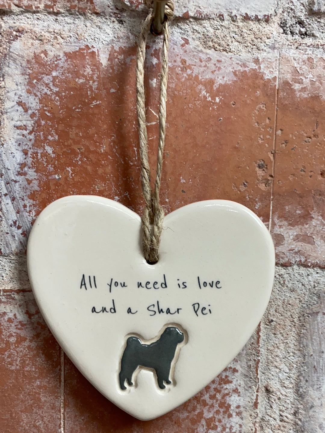 Shar Pei Ceramic Heart Ornament