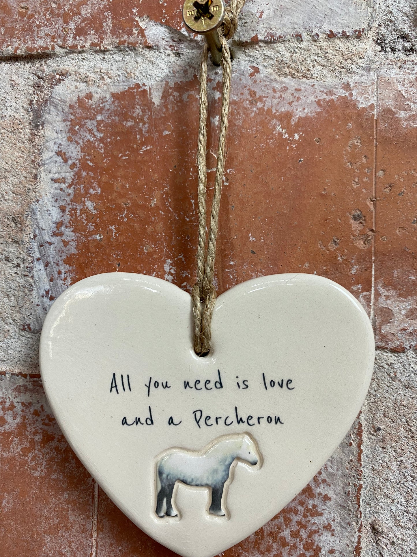 Percheron Ceramic Heart Ornament