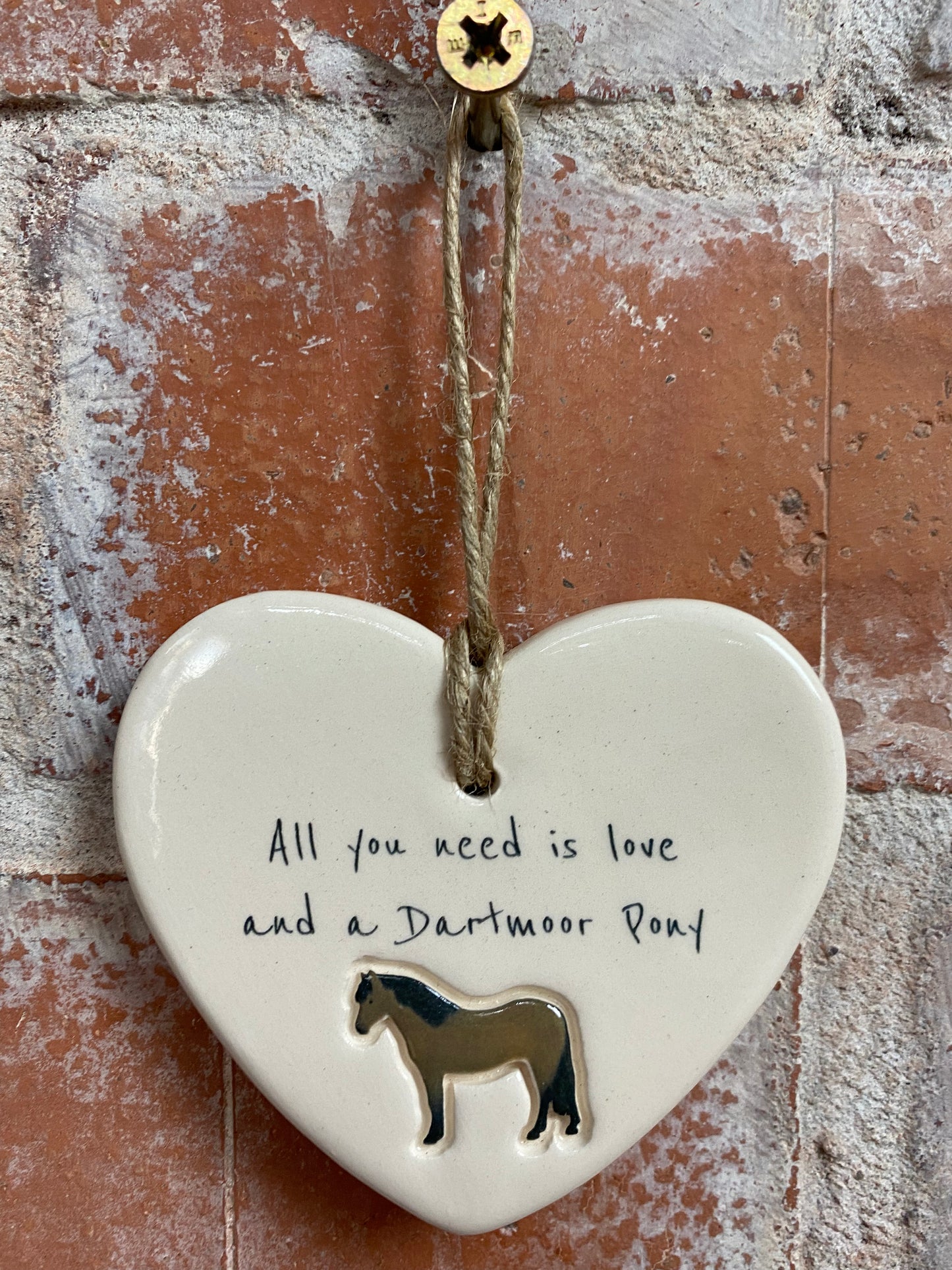 Dartmoor Pony Ceramic Heart Ornament