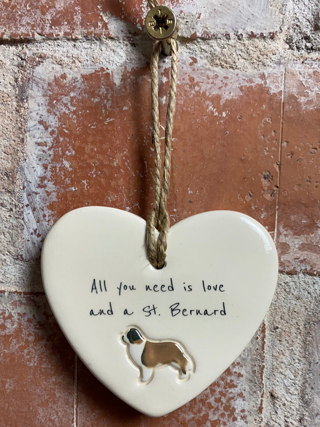 St. Bernard Ceramic Heart Ornament