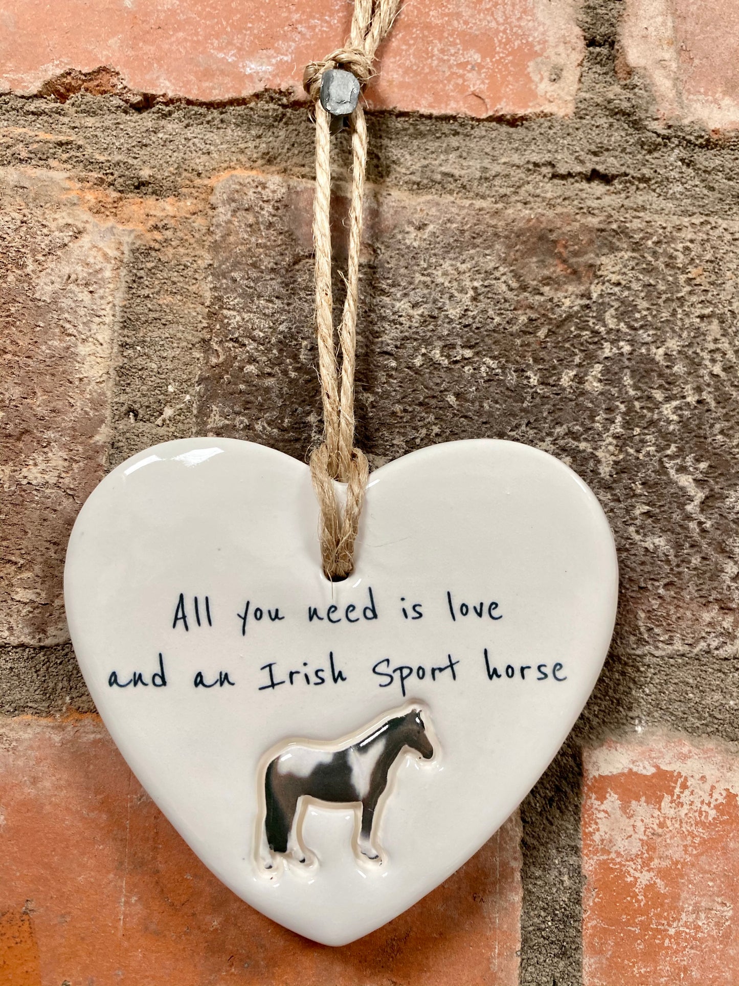 Irish Sport Horse Ceramic Heart Ornament