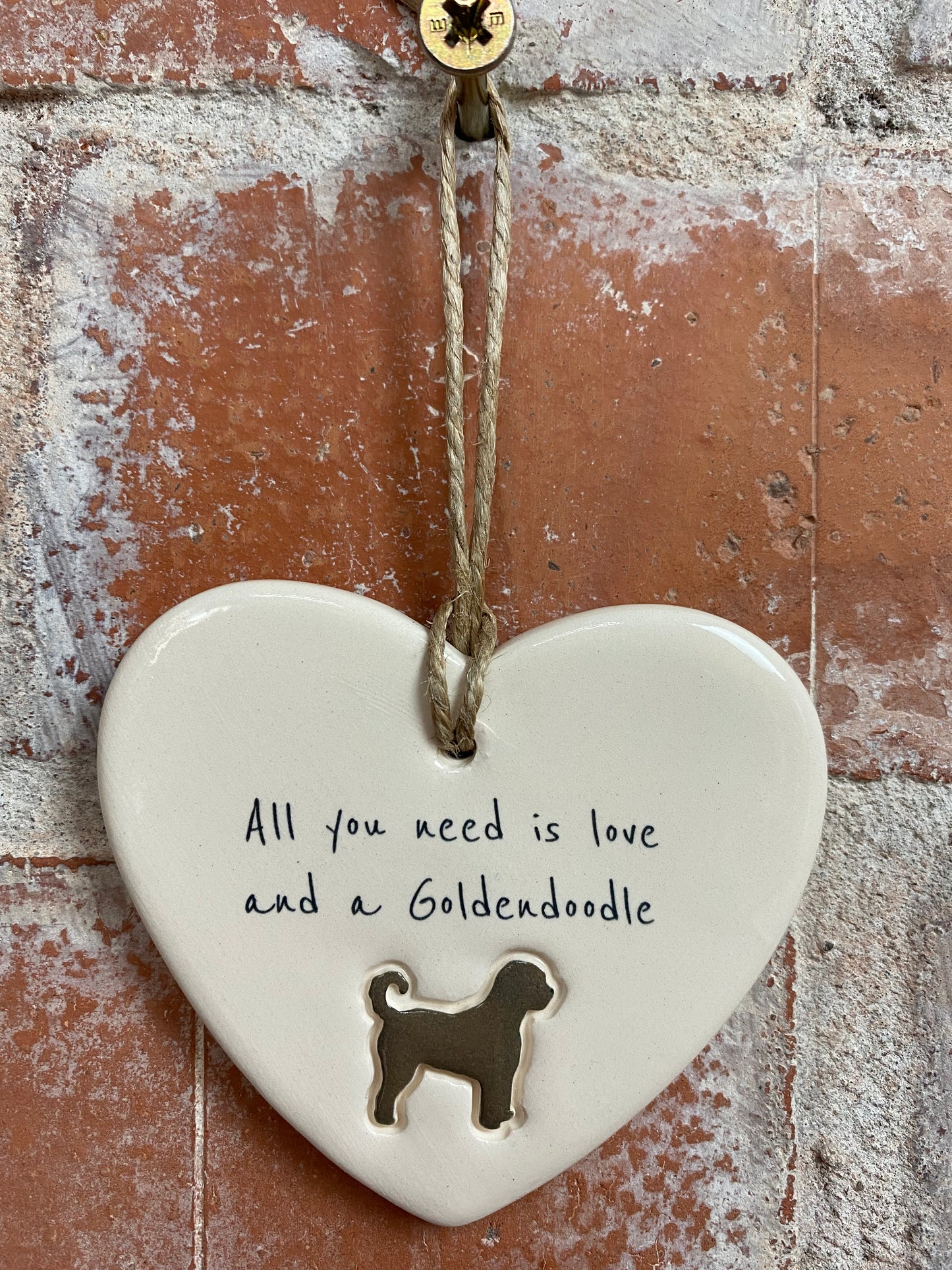 Goldendoodle Ceramic Heart Ornament