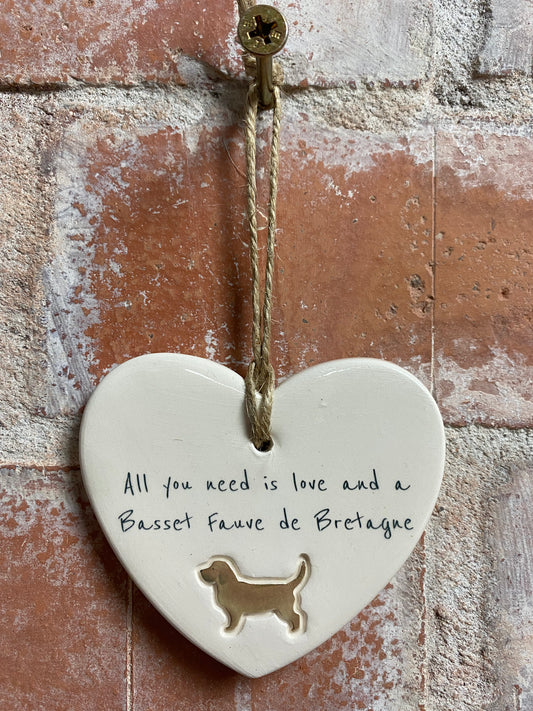 Basset Fauve de Bretagne Ceramic Heart Ornament