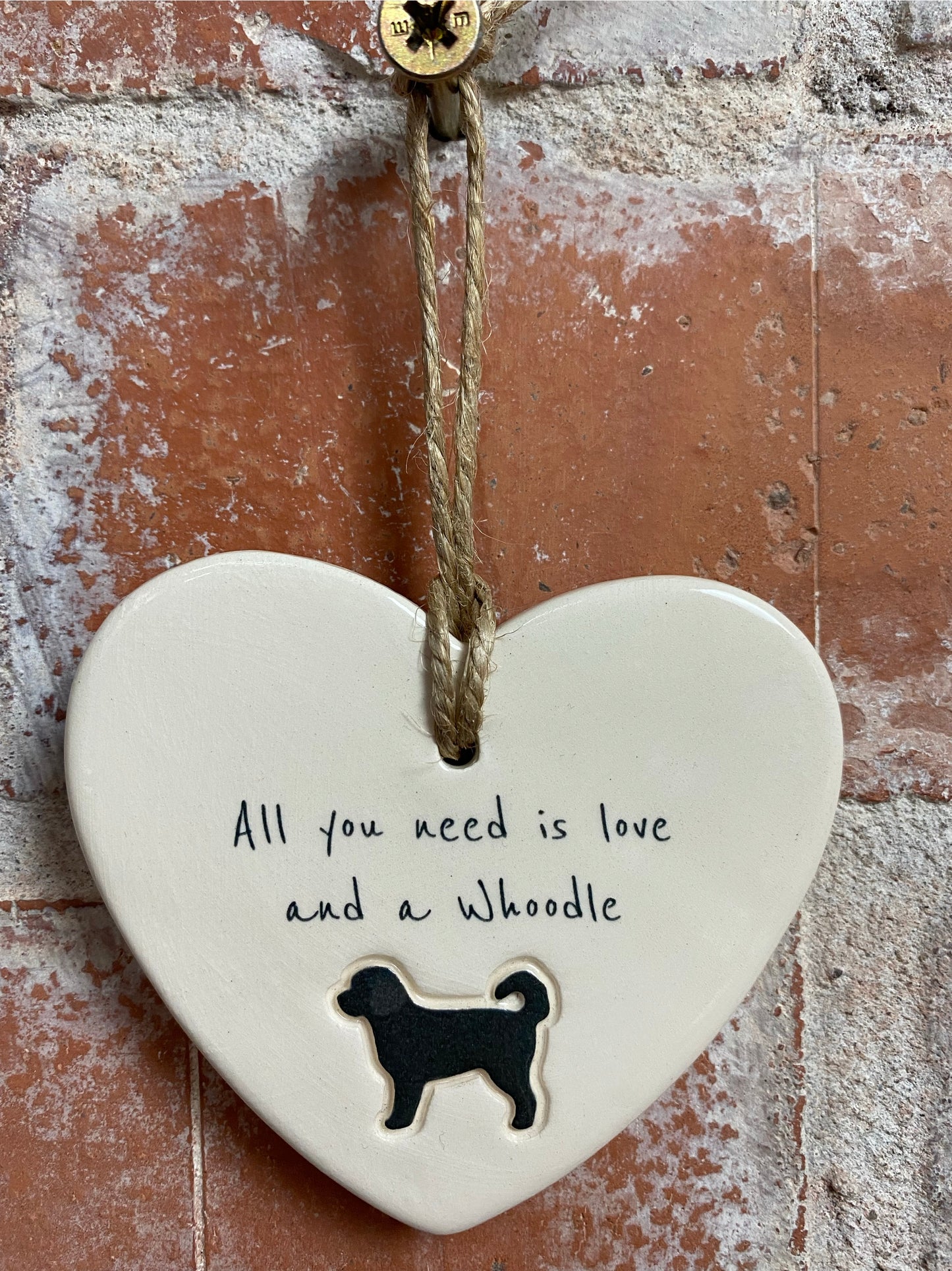 Whoodle Ceramic Heart Ornament