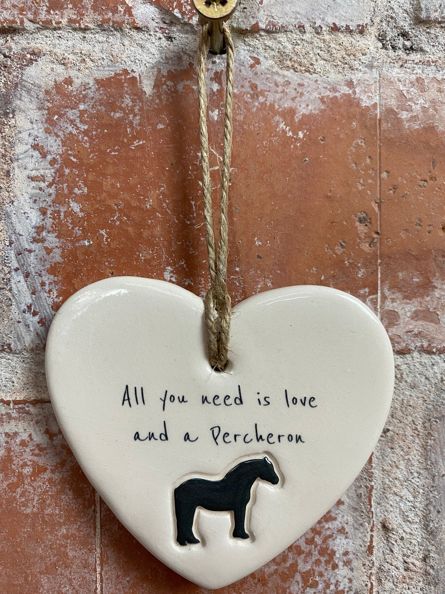Percheron Ceramic Heart Ornament