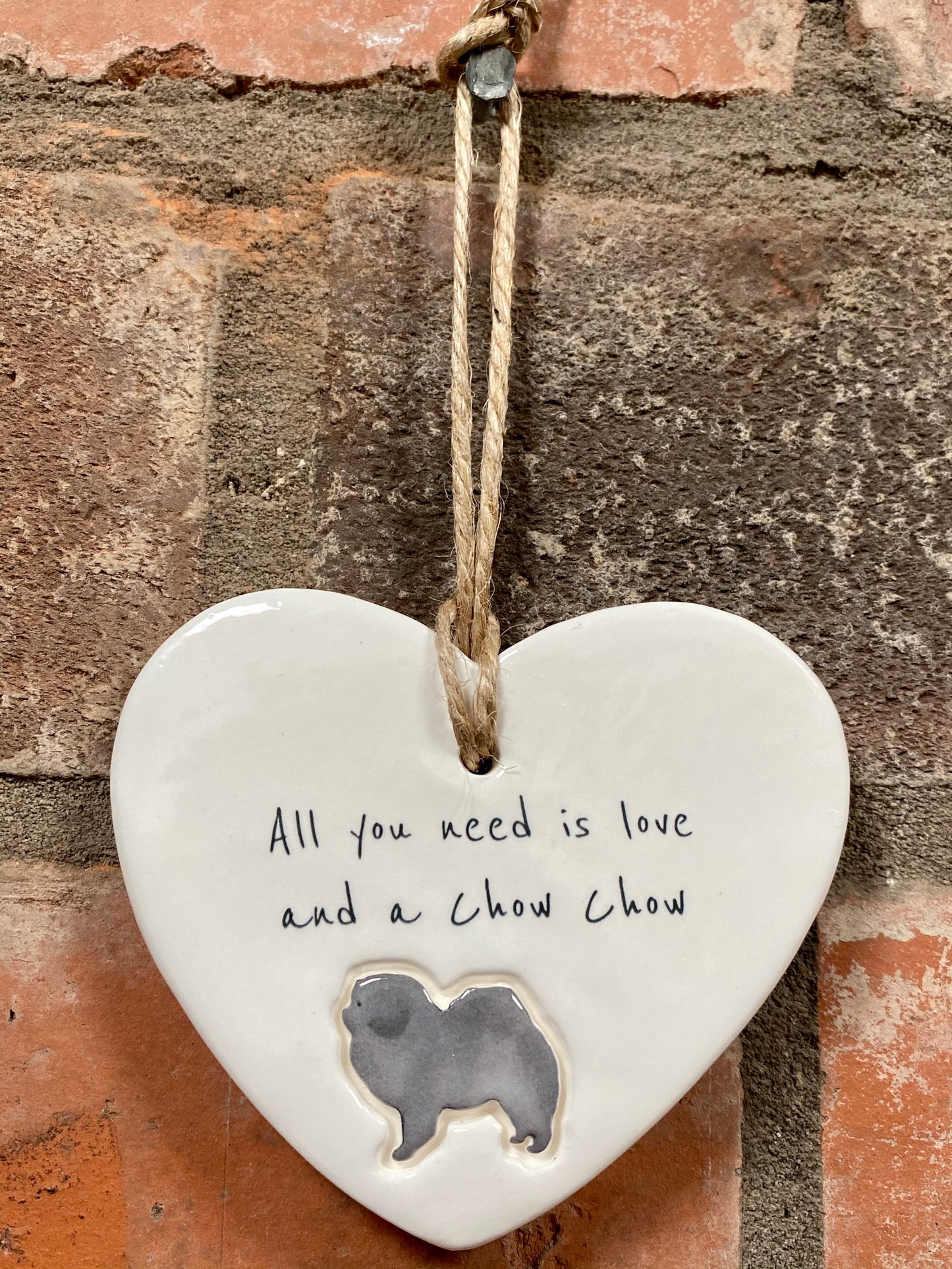Chow Chow Ceramic Heart Ornament