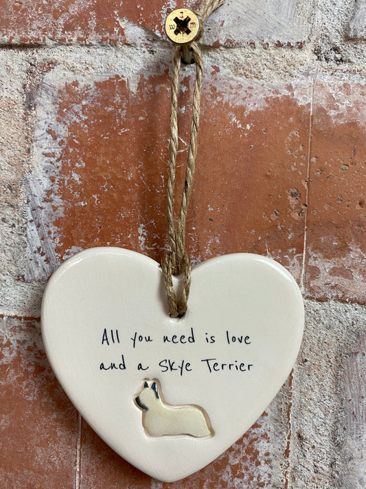 Skye Terrier Ceramic Heart Ornament
