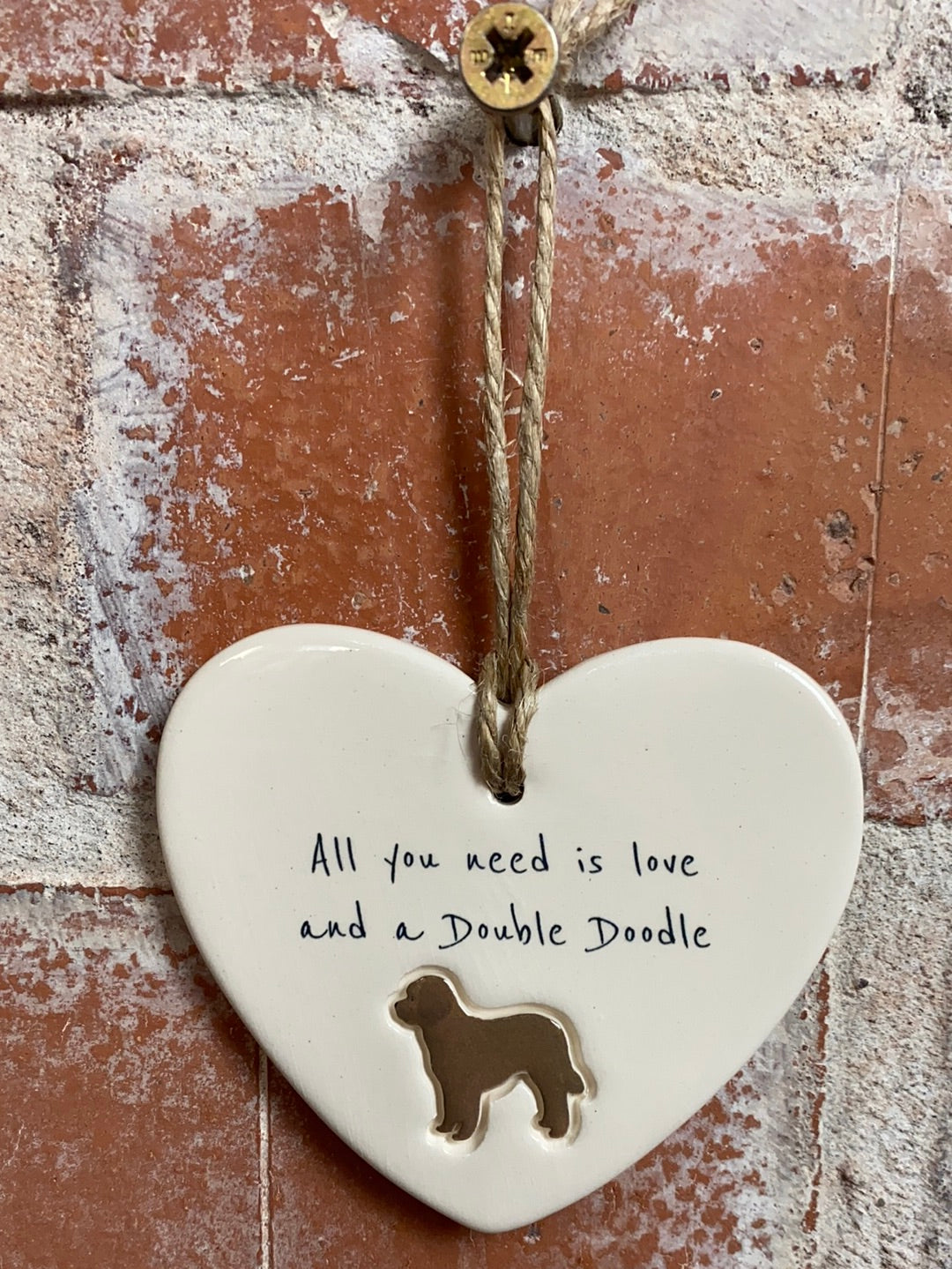 Double Doodle Ceramic Heart Ornament