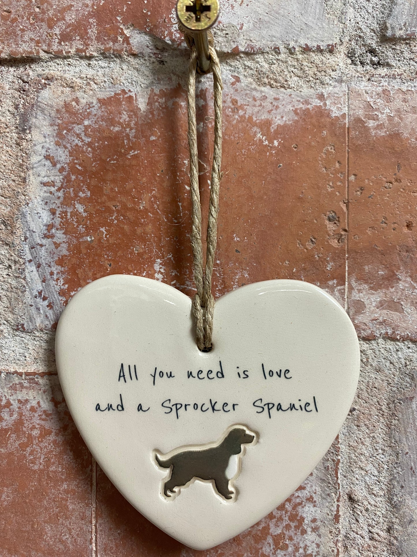 Sprocker Spaniel Ceramic Heart Ornament