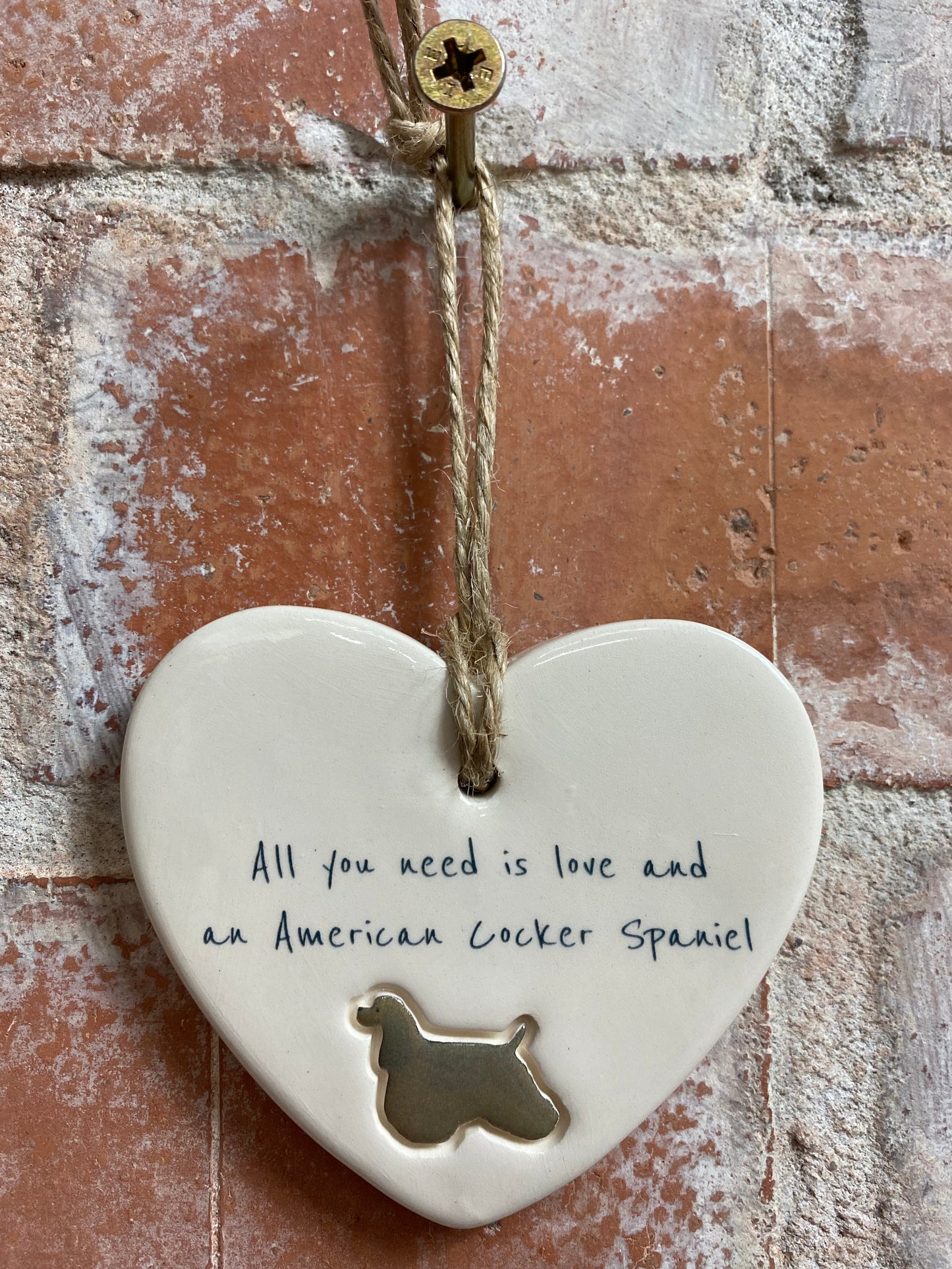 American Cocker Spaniel Ceramic Heart Ornament