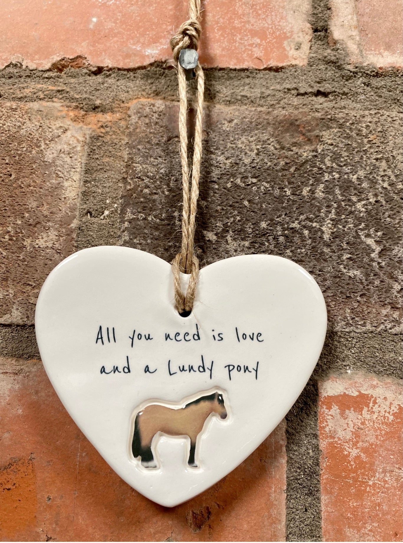Lundy Pony Ceramic Heart Ornament