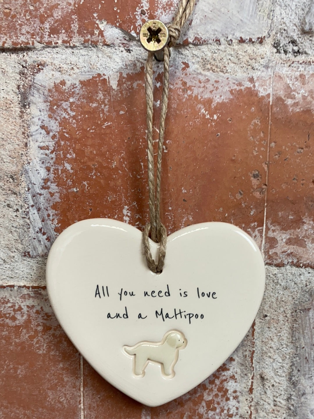 Maltipoo Ceramic Heart Ornament