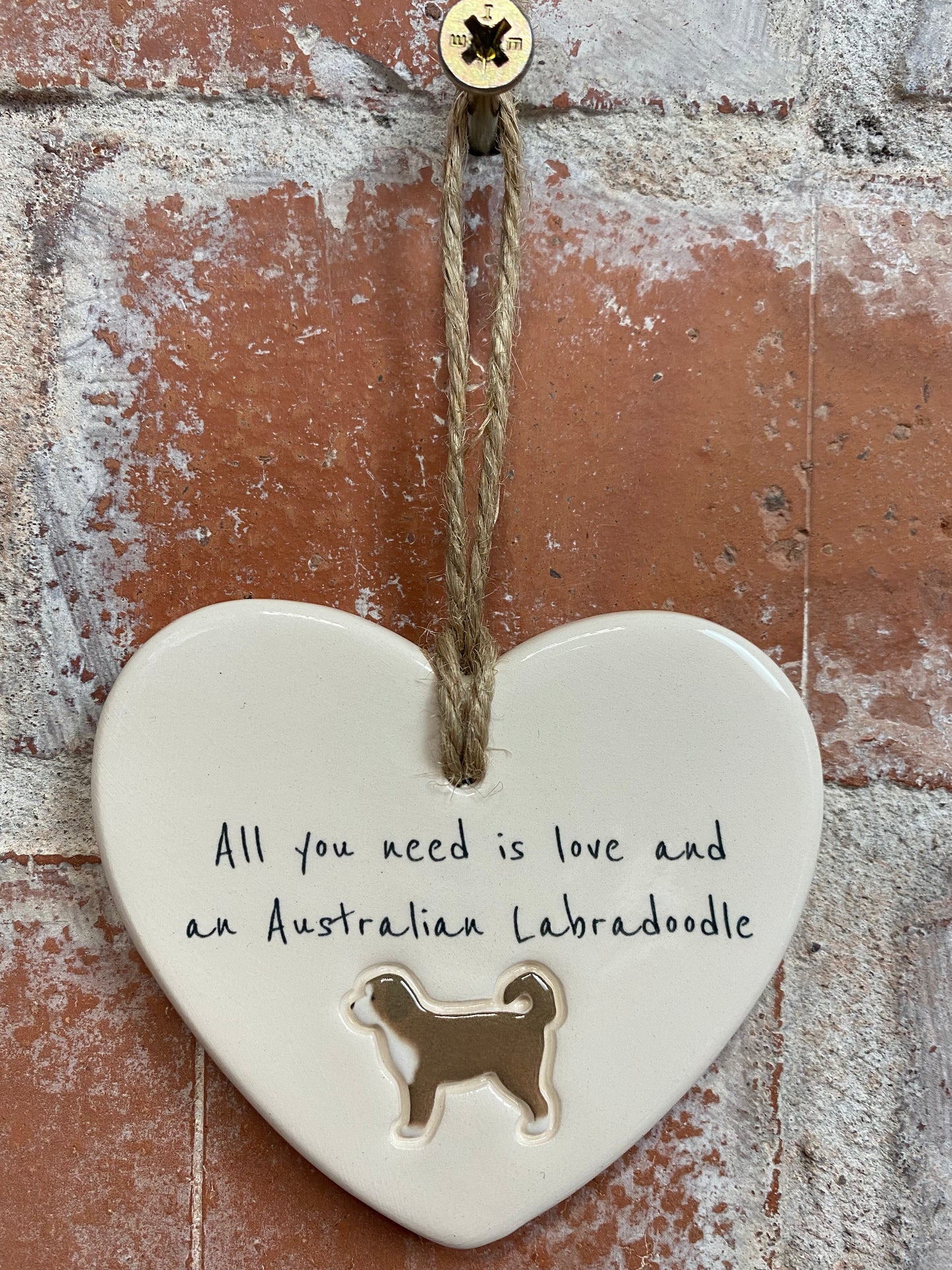 Australian Labradoodle Ceramic Heart Ornament