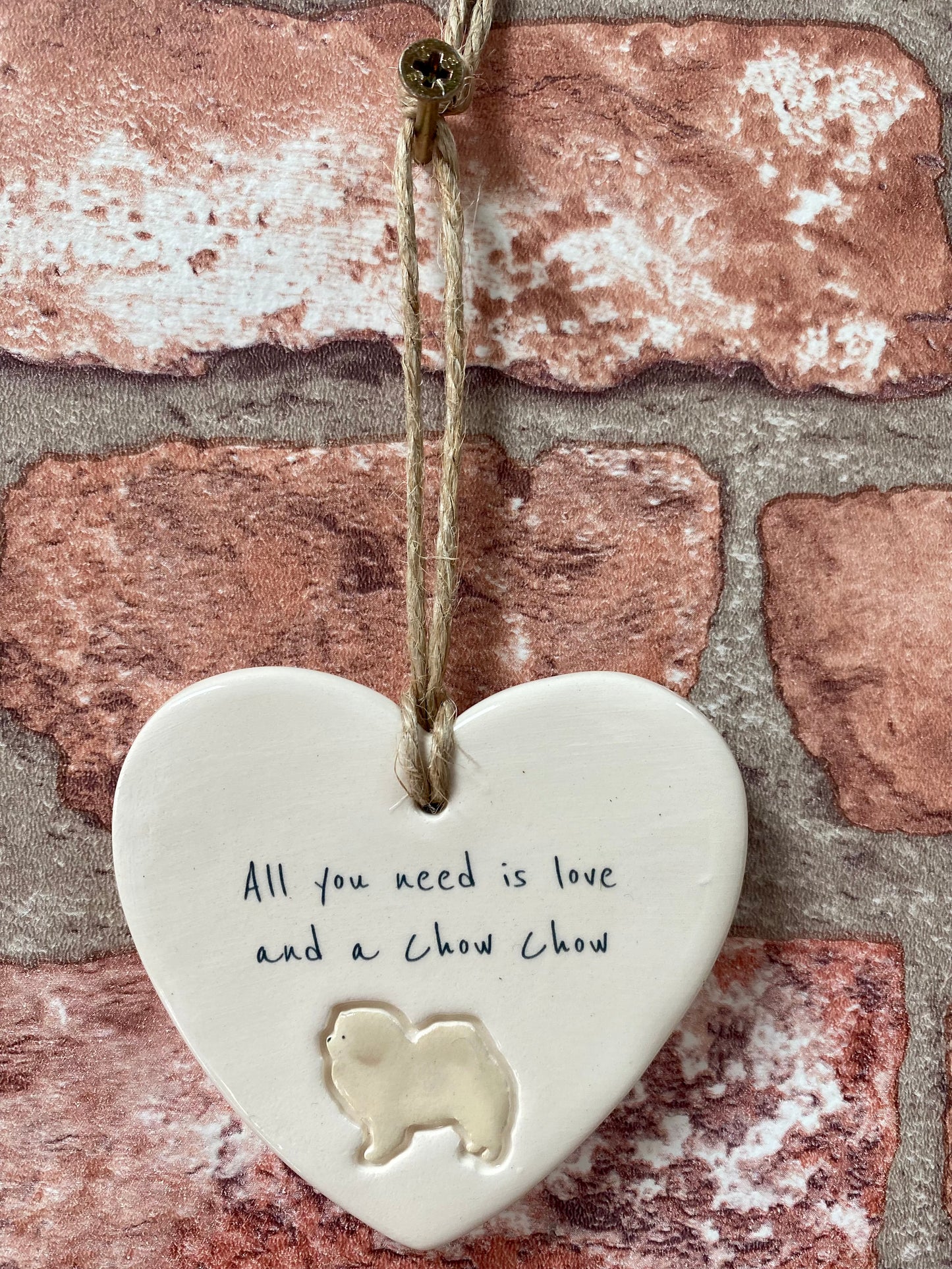 Chow Chow Ceramic Heart Ornament