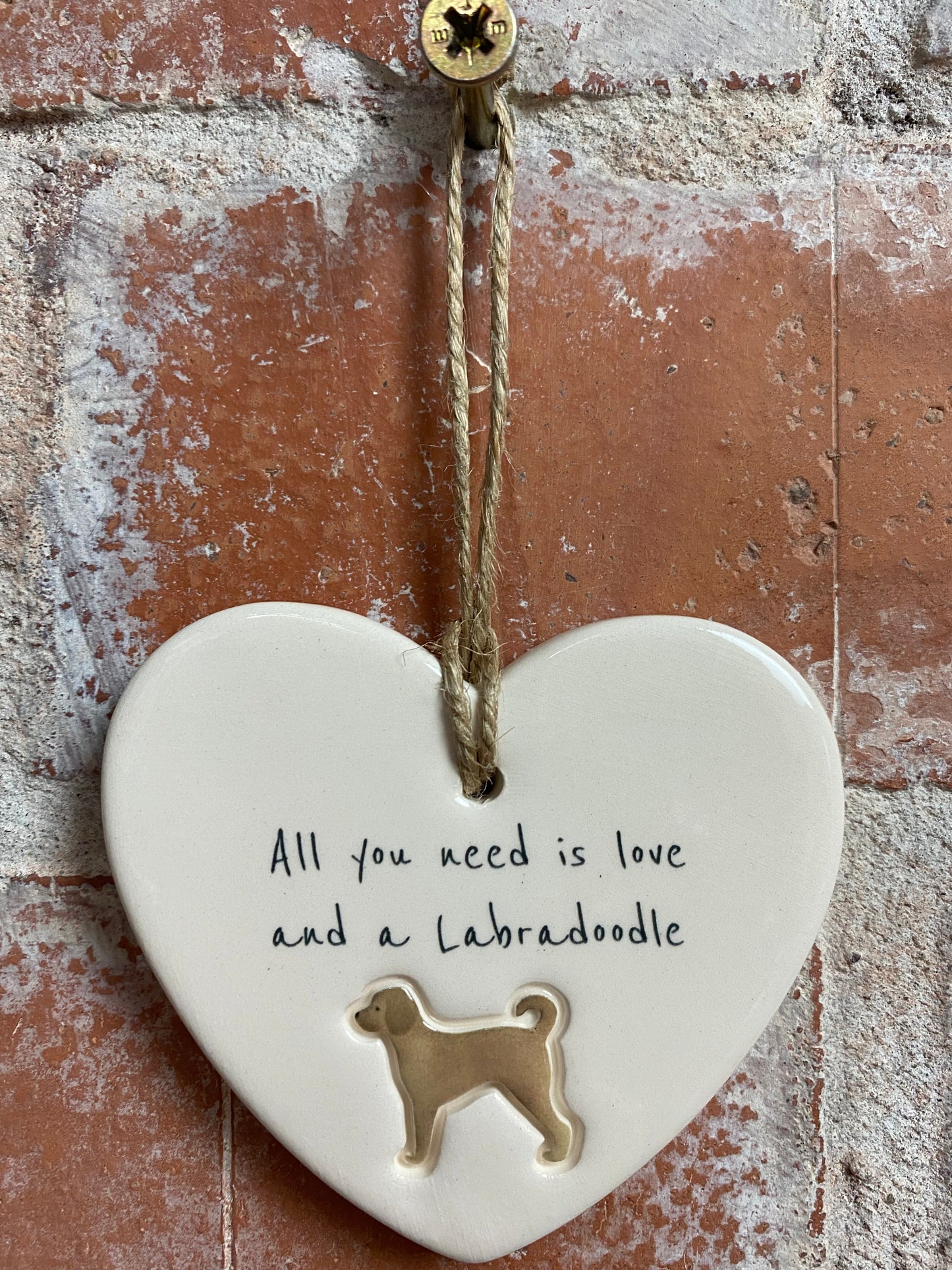 Labradoodle Ceramic Heart Ornament