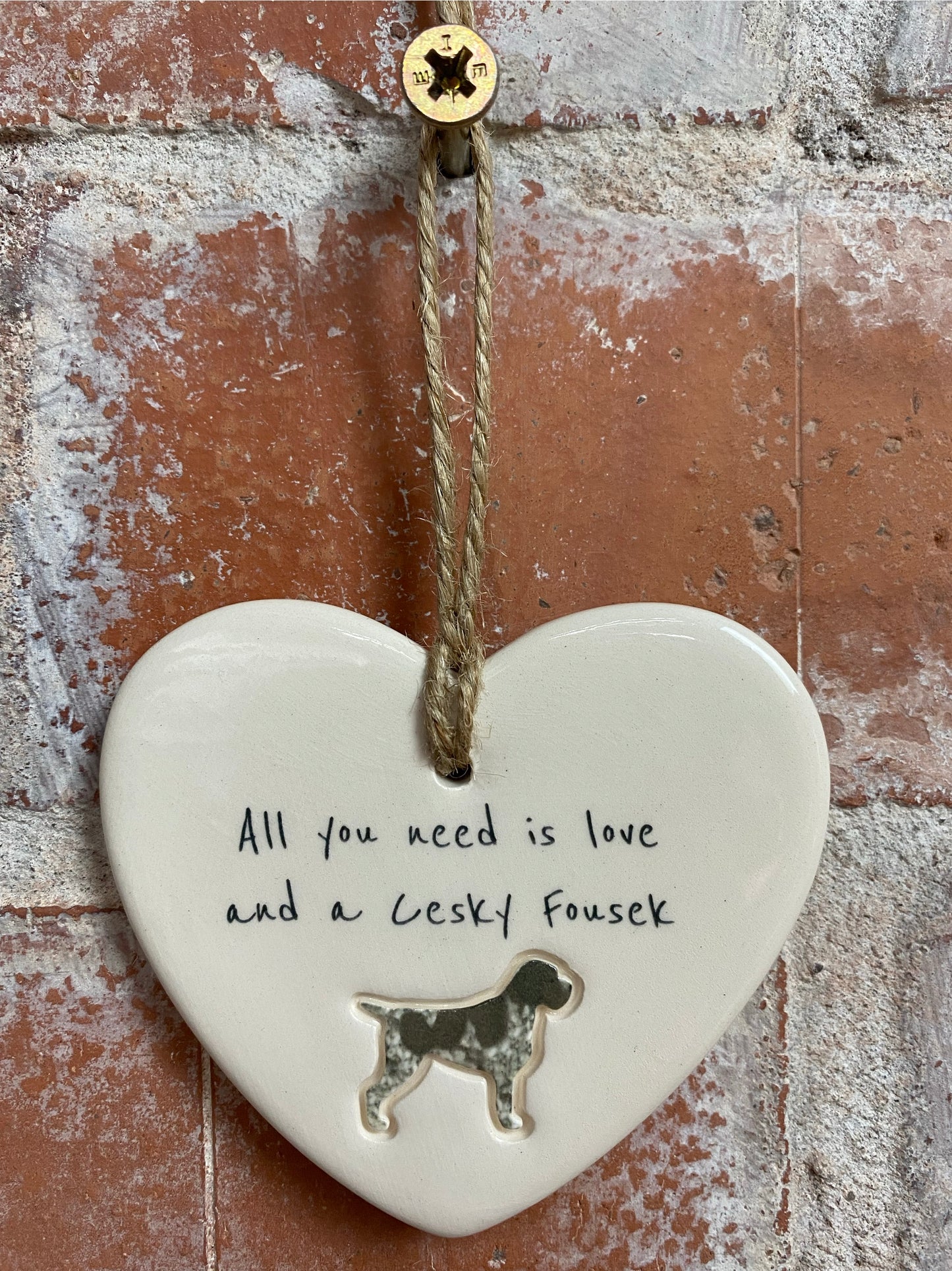 Cesky Fousek Ceramic Heart Ornament