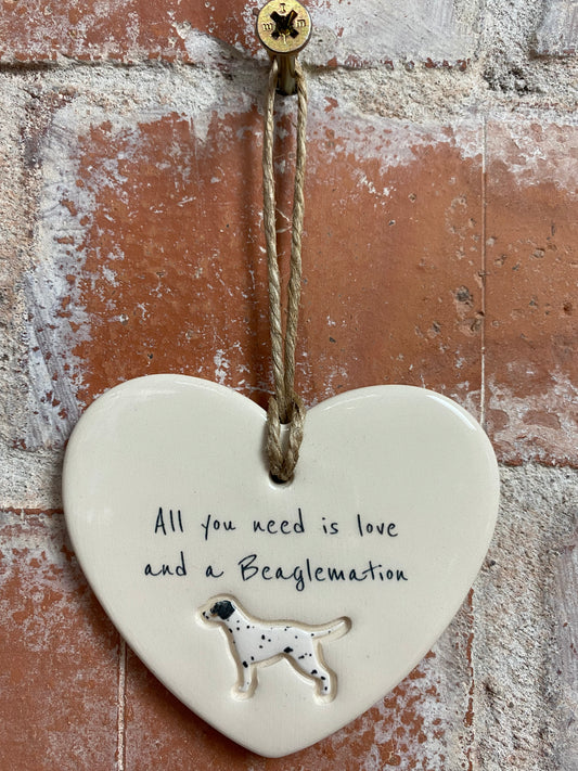 Beaglemation Ceramic Heart Ornament